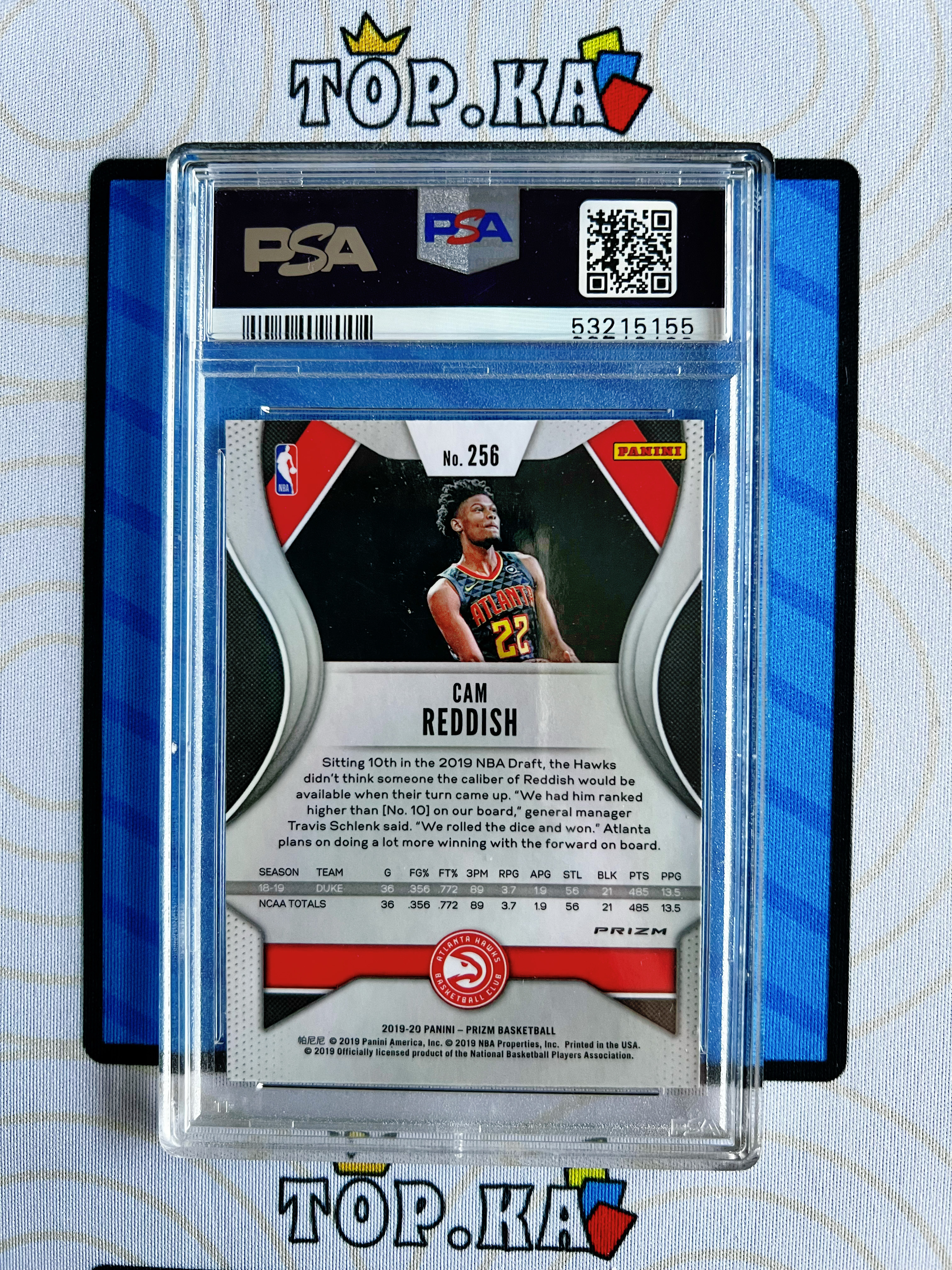 【顶尖卡社】2019-20 Panini Prizm Cam Reddish 老鹰 卡姆 雷迪什 新秀RC 紫波纹折 折射 base PSA10分评级 详情看描述 收藏投资必备【灰】