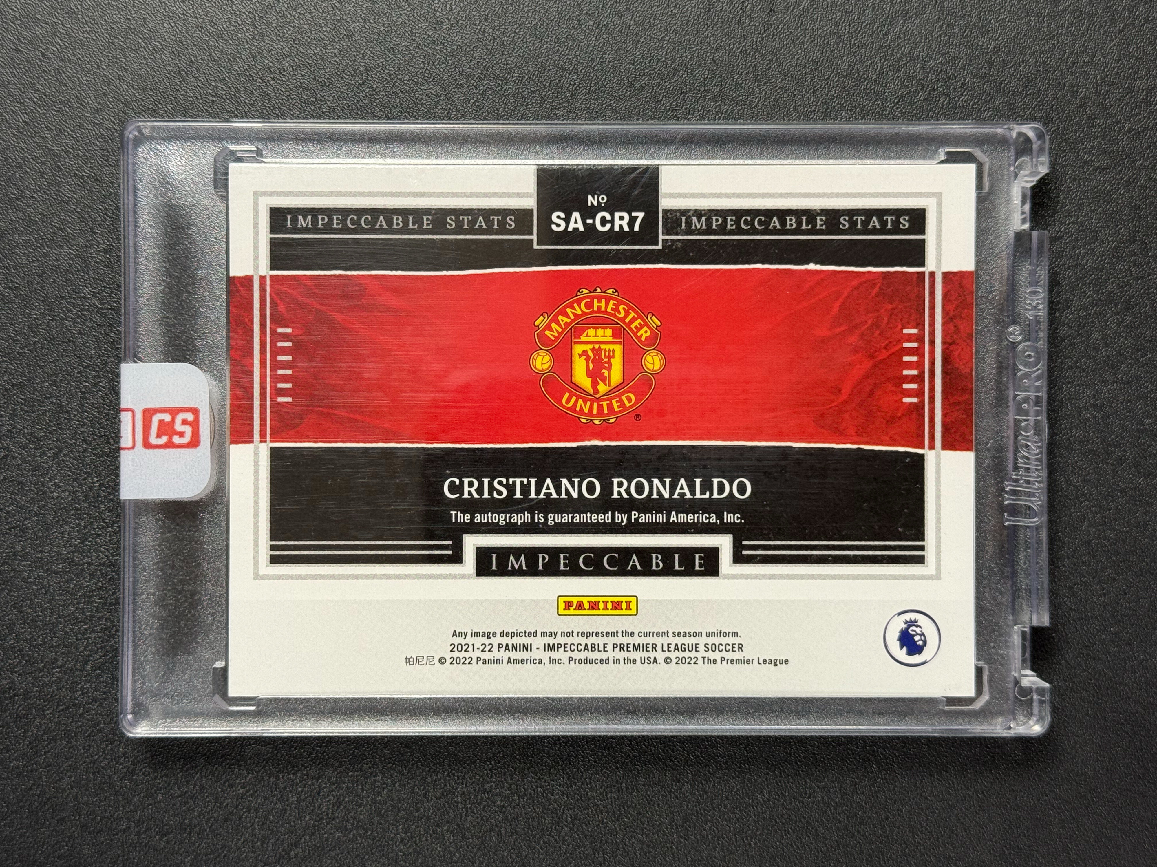 【帮主拍卖】2021-22 Panini Impeccable Cristiano Ronaldo 英超小真金 曼联 罗纳尔多 C罗 签字 卡签 英超生涯进球 数据签 单一平行 84编 原封砖 Ed