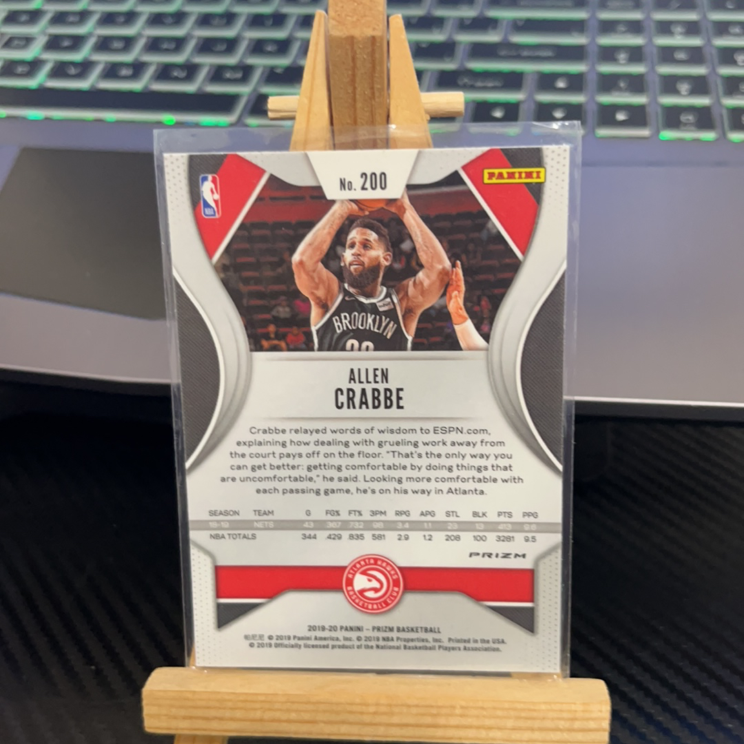 2019-20 Panini Prizm Allen Crabbe 阿伦 克拉布 老鹰 银折 折射 prizm系列 pz 卡品如图 凑图必备 值得收藏!免费代卖!