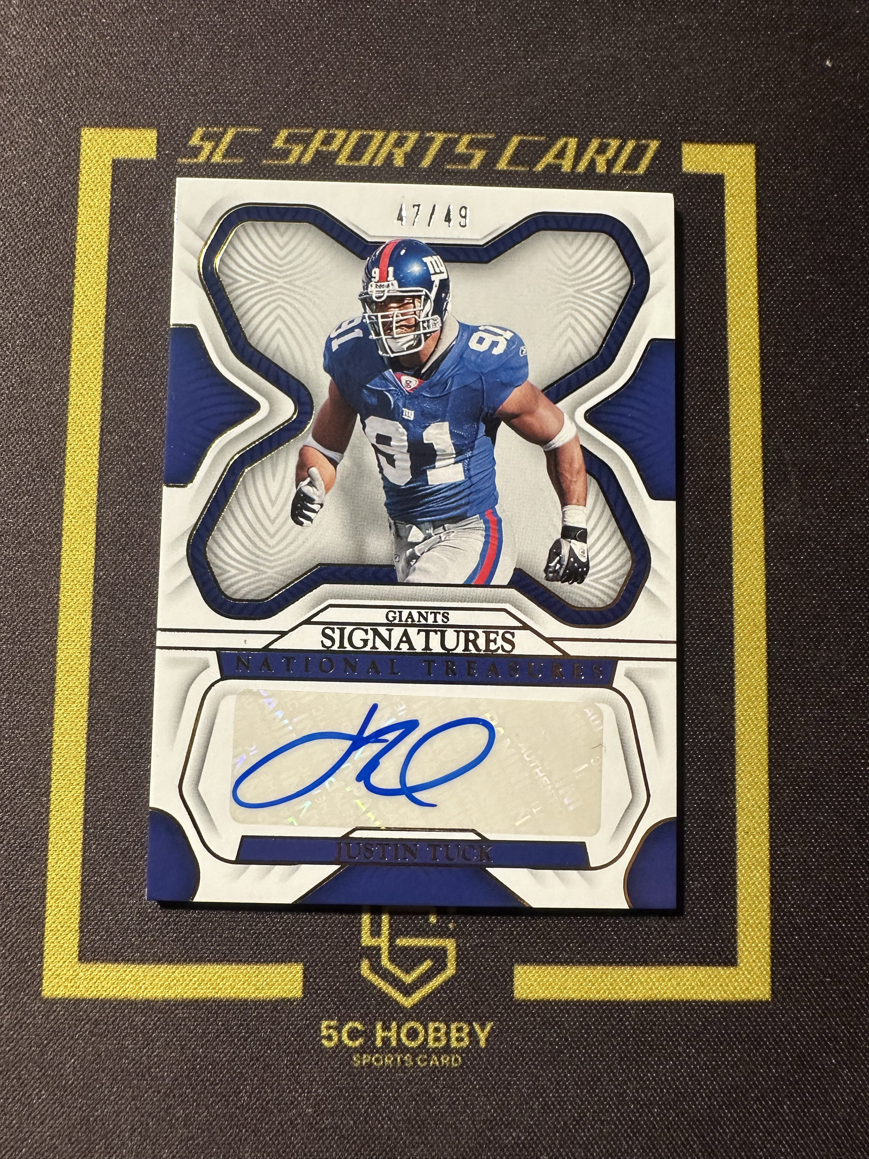 【主演出卡】 2022 panini 国宝 national treasures 橄榄球 巨人队 Justin Tuck 名宿签字 47/49 卡品如图 凑套必备