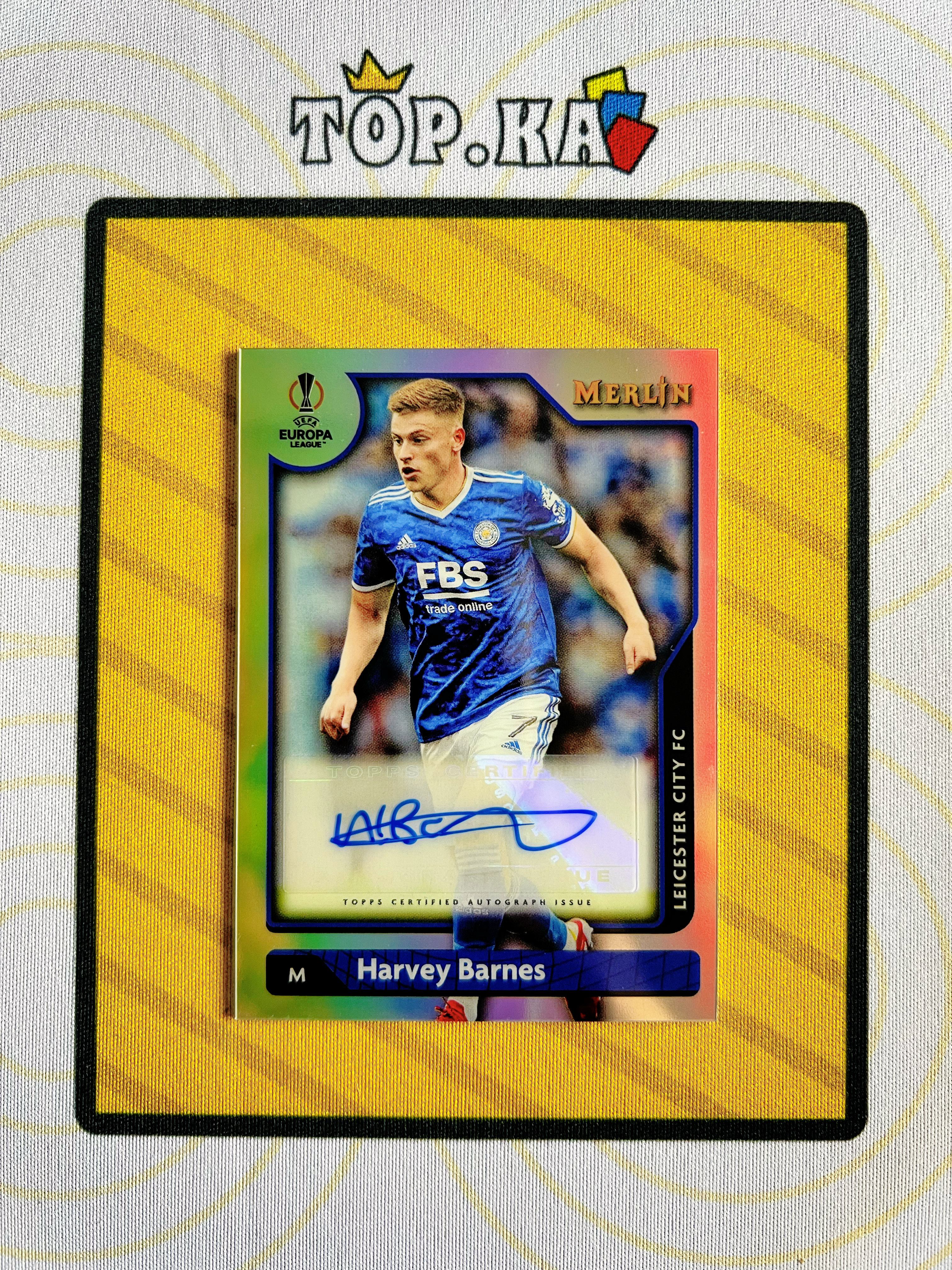 【顶尖卡社】2022 topps merlin harvey barnes 欧冠 梅林 莱斯特城 哈维 巴恩斯 银折 折射 签字 详情看描述 卡品如图【Lawson】
