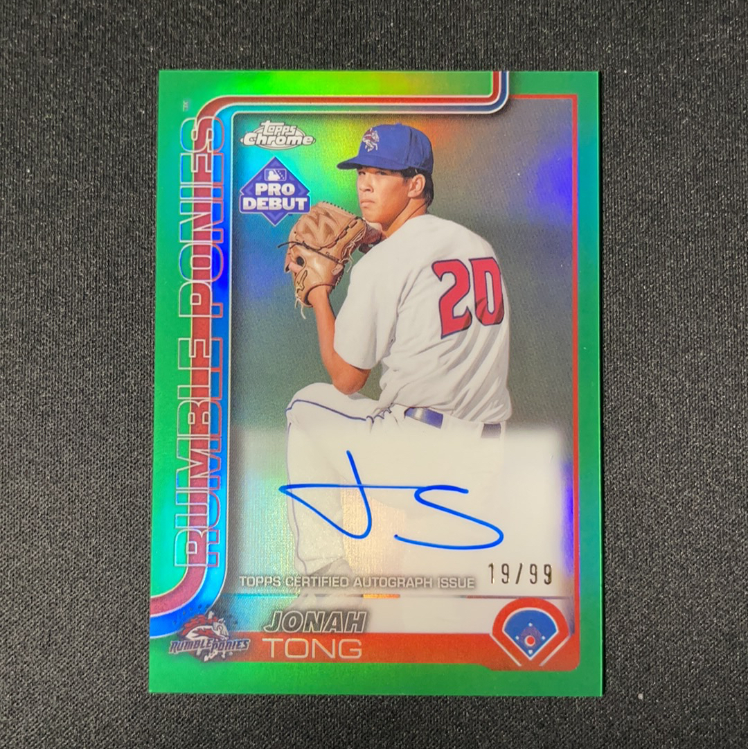 2025 Topps Pro Debut Jonah Tong RC 唐天赐 大都会 华裔 已登陆大联盟 王牌先发投手 debut 首秀 小联盟 Chrome签字 卡签 绿折 99编 【L】