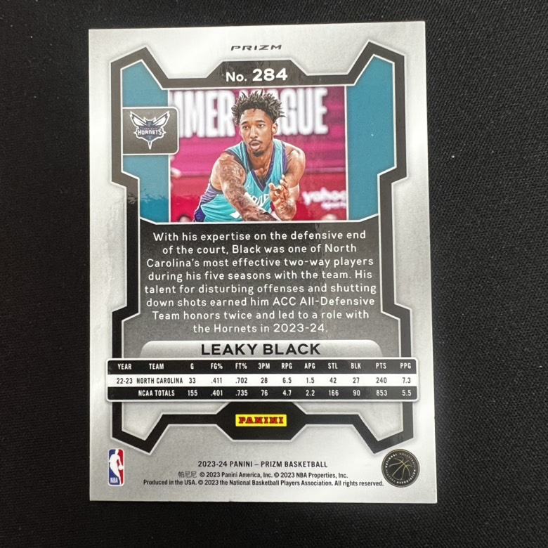 2023-24 Panini Prizm Leaky Black RC SC球星卡 pz 黄蜂 布莱克 新秀 银折 折射 卡品如图收藏必备