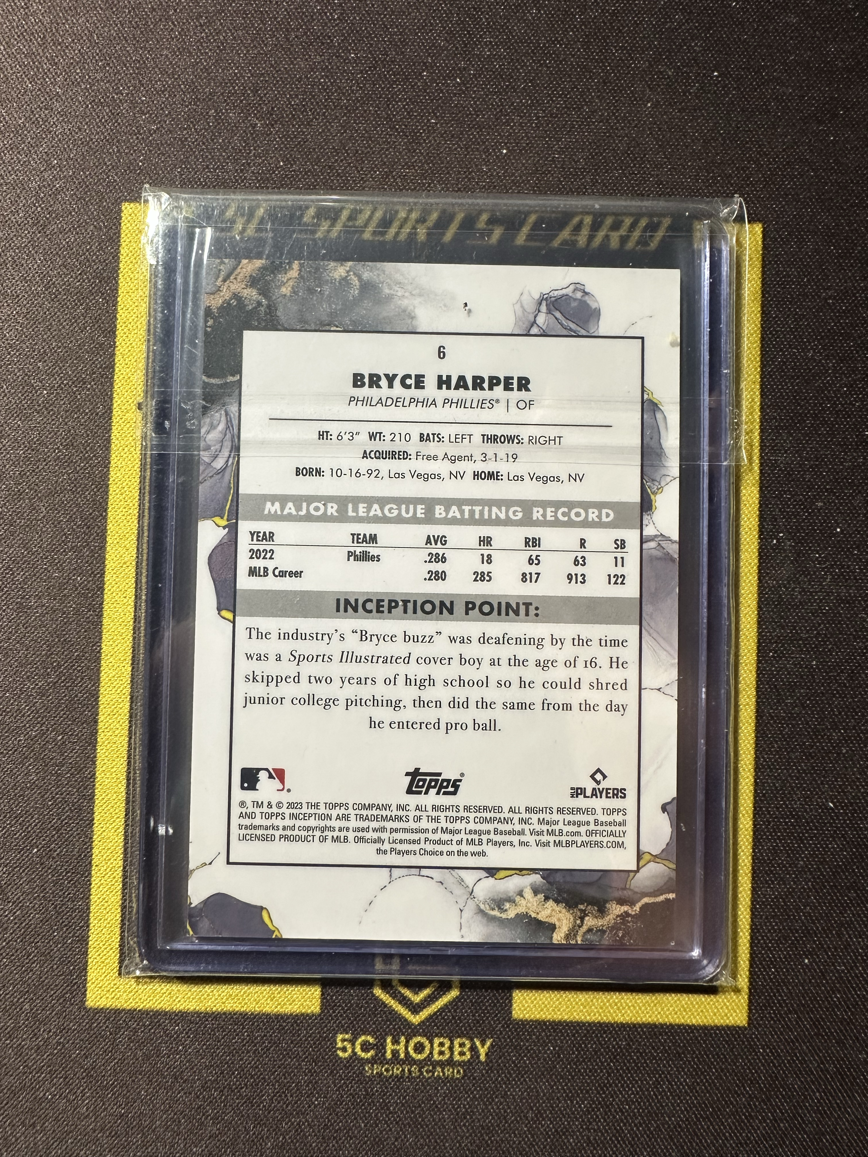 【主演出卡】2023 topps 盗梦空间 费城人队 Bryce Harper 布莱斯 哈珀 蓝平行 11/25编 卡品不保 凑套必备