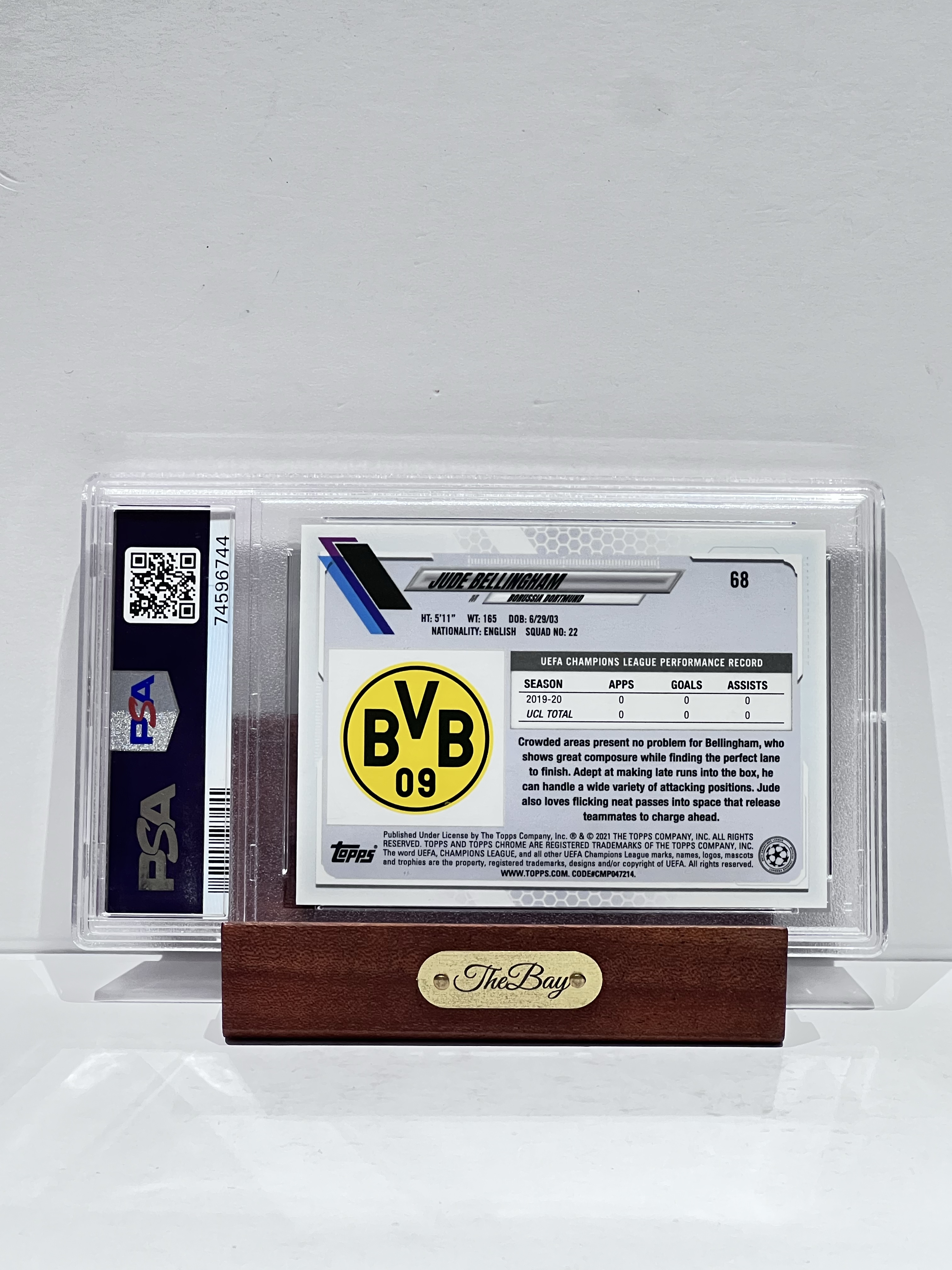 2020-21 Topps Sapphire Chrome Jude Bellingham RC【湾区拍档代卖】欧冠 TC 蓝宝石 祖德 贝林厄姆 蓝碎冰折 折射 新秀 多特蒙德 皇马 皇家马德里 英格兰 PSA10分 满分 Steven