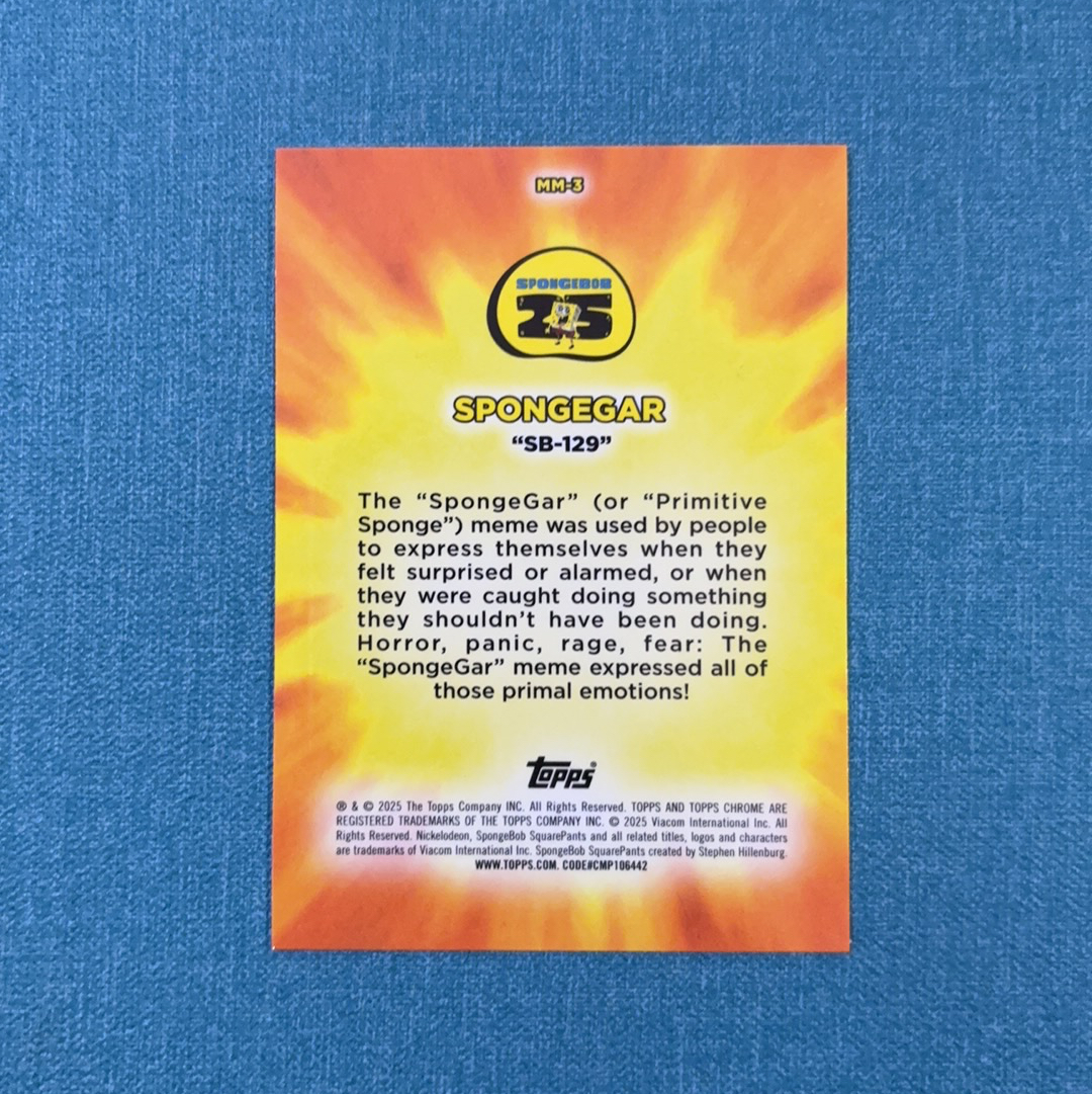 2025 Topps Chrome SpongeBob 海绵宝宝25周年 Masterful Memes 大比例 SSP 大师级特卡 折射 卡品如图 BLG
