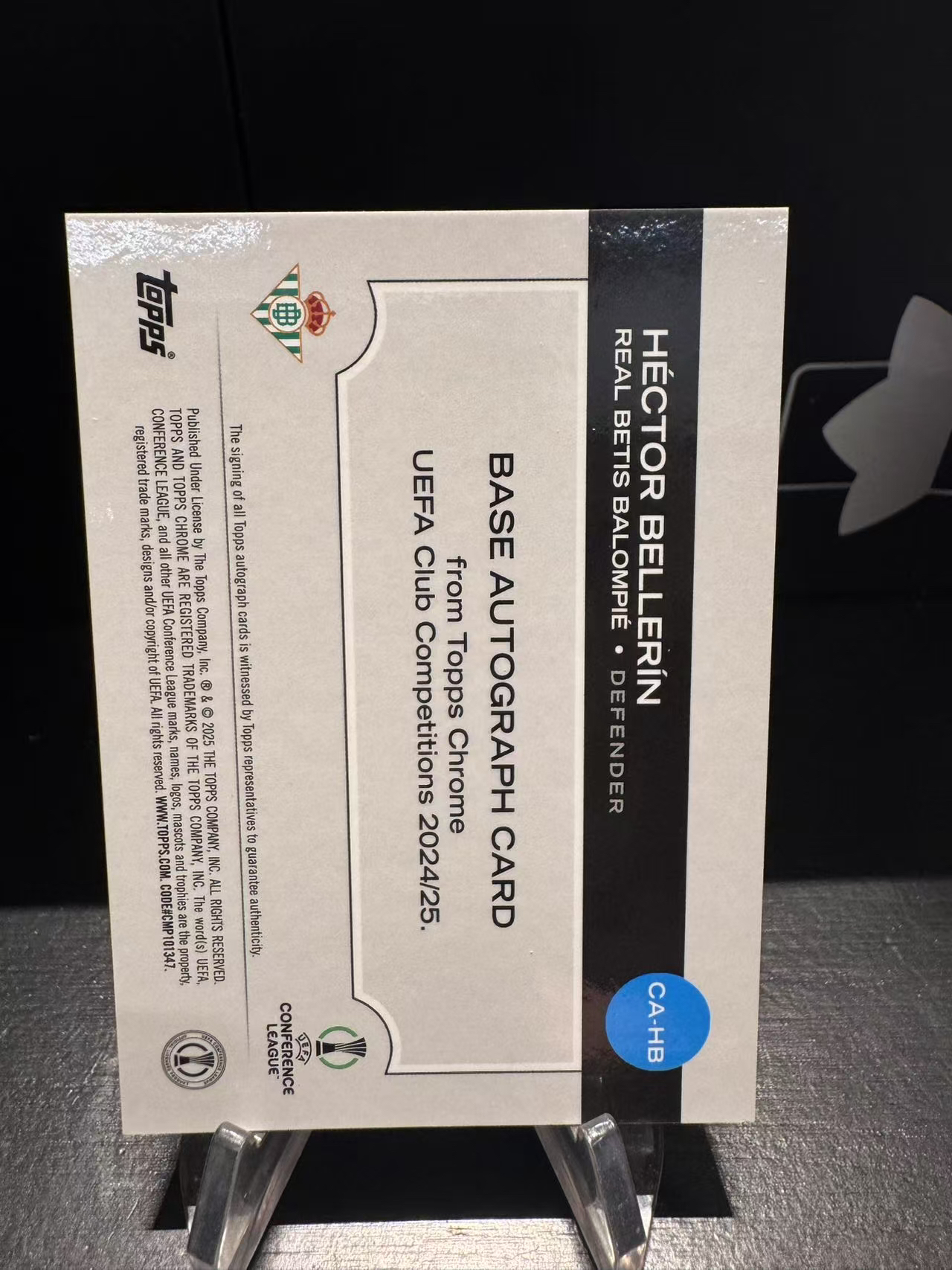 龖2025 Topps Chrome Hector Bellerin 欧战TC 皇家贝蒂斯 贝莱林 049/150编 签字 签名 蓝折 折射 卡品如图 MJ002L