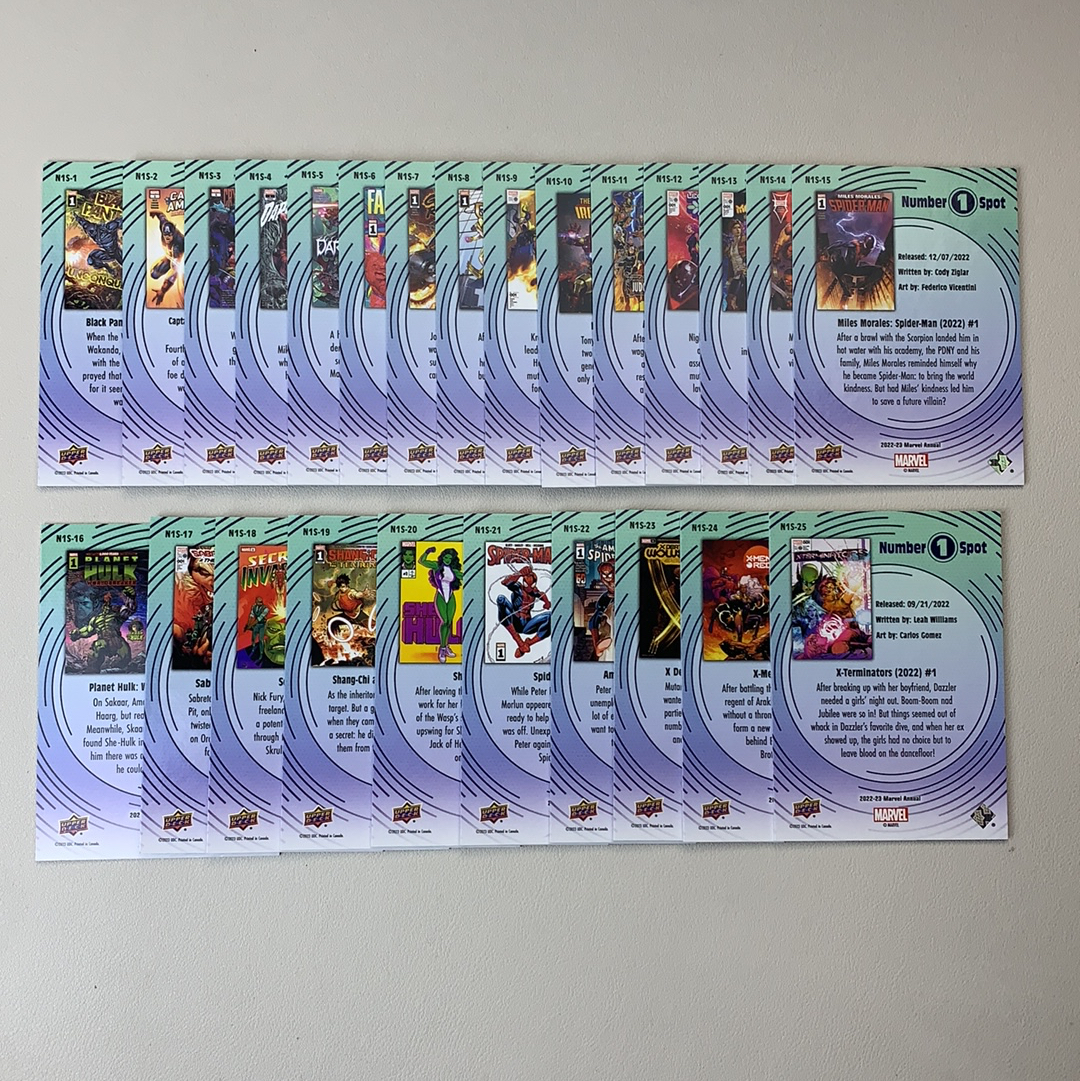 【弈卡代拍】2023 Upper Deck Marvel 漫威 ANNUAL 2022-23年度年鉴 漫威年刊系列 插入 Number 1 Spot 1-25张齐 全套打包 品相如图 凑套必备 哈拉