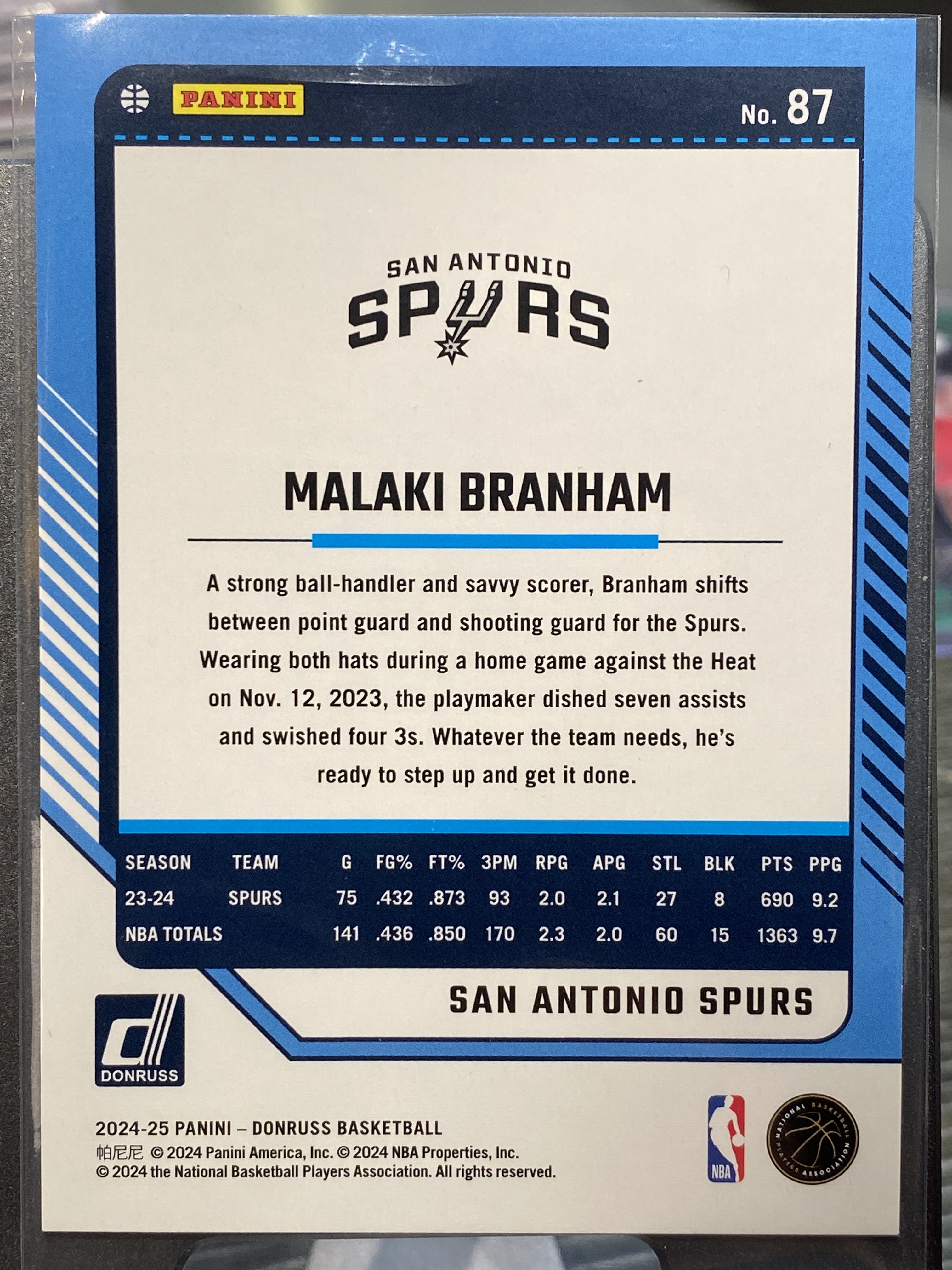 2024-25 【靓星代拍】 Donruss Malaki Branham 杜蕾斯 75/149编 马刺 马拉基布拉纳姆 佛光折 卡品如图 专收必备 #小张