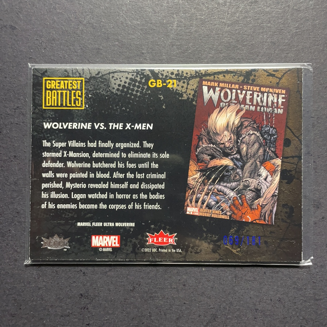 2024 Fleer Marvel (MCU) Ultra金刚狼 金刚狼vsX战警 金刚狼经典战斗特卡蓝平行181编 GB21 2024 漫威Fleer Ultra金刚狼系列 粉条代拍