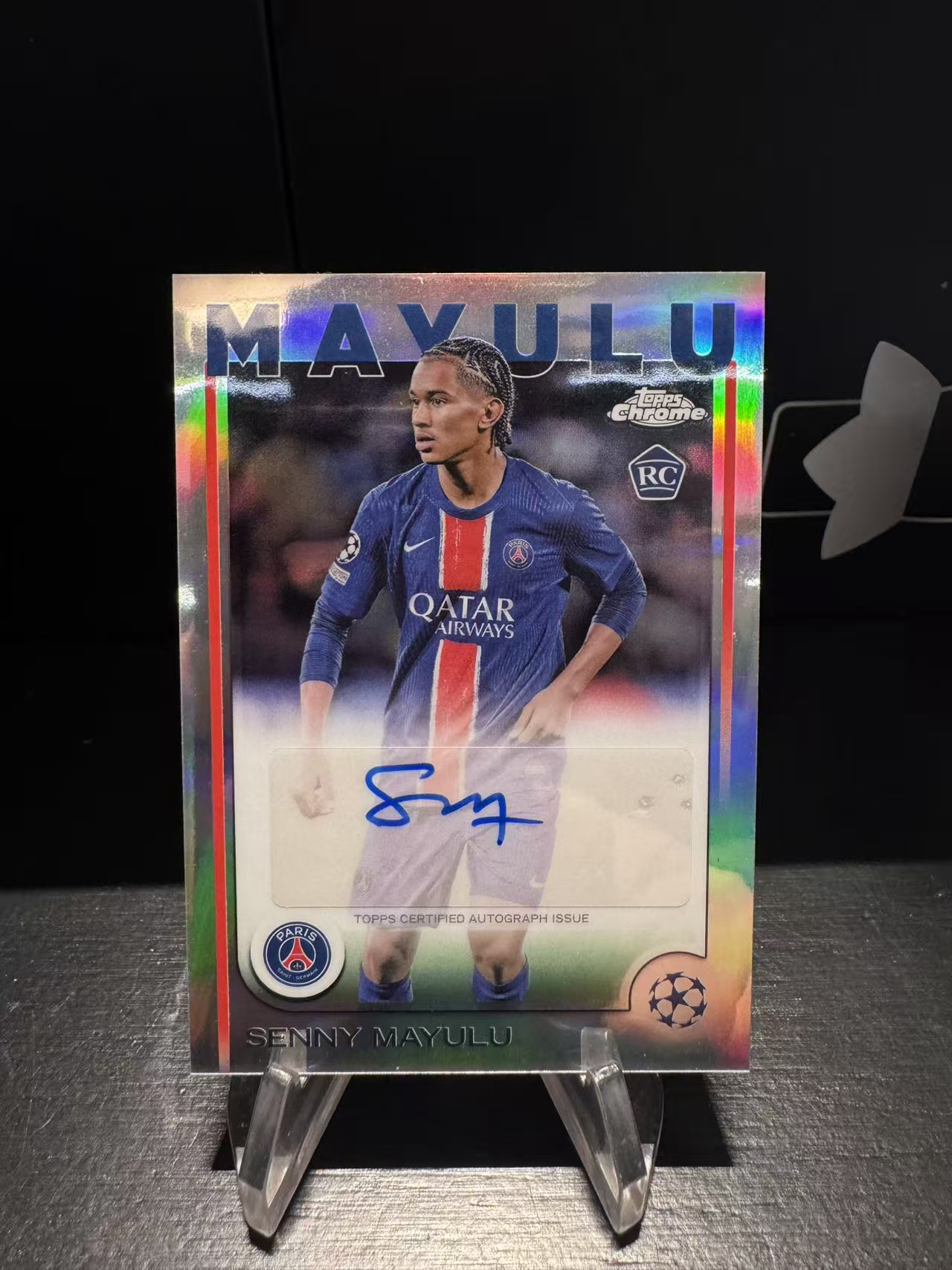 龖2024-25 Topps Chrome Senny Mayulu RC 欧战 欧冠 巴黎圣日尔曼 新秀 塞尼 马尤卢 马尤鲁 银折 折射 签字 特卡 卡品如图 MJ002L