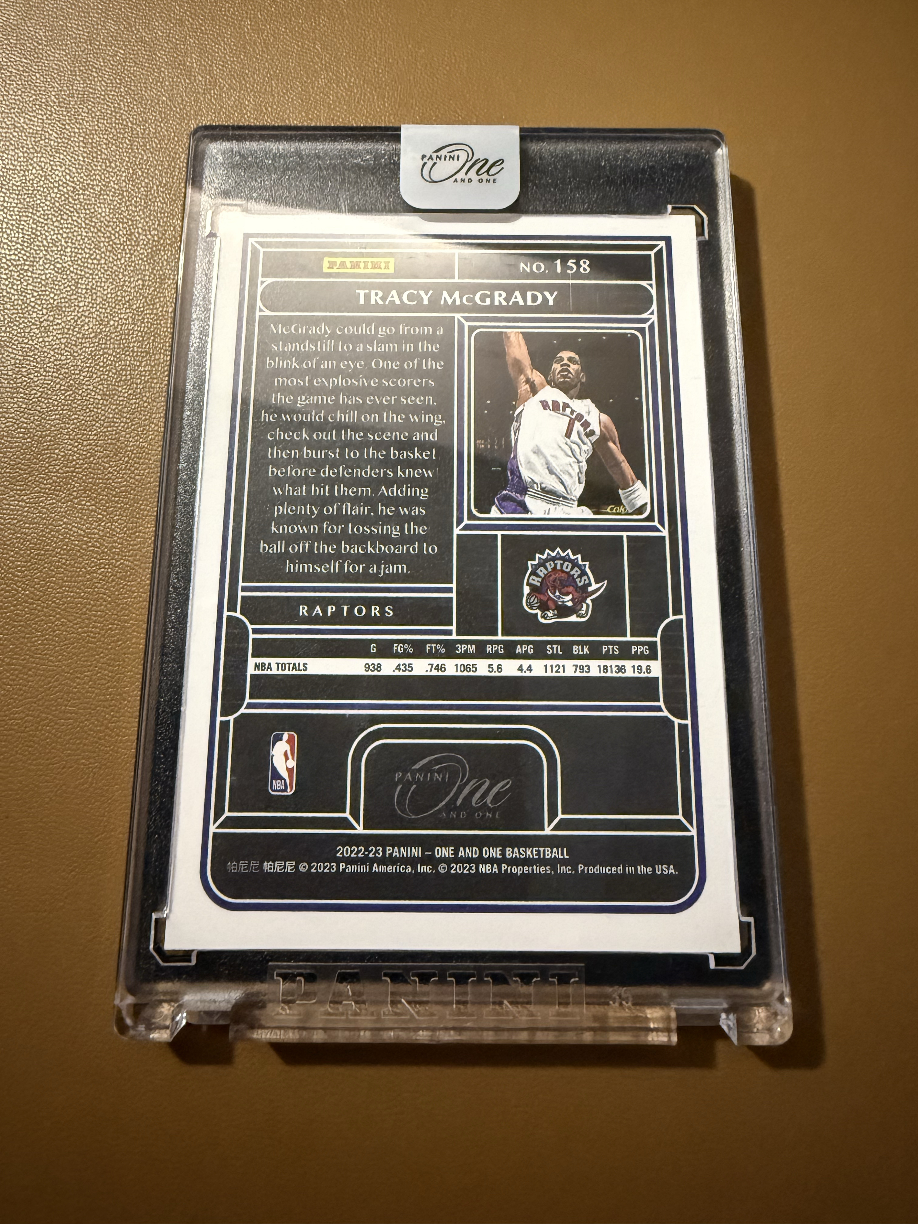 2022-23 Panini One and One Tracy McGrady 15/15,麦迪,姚明队友,帕尼尼one and one,超低编红折,尾号相当于1/1,猛龙扣篮选图折射超炫(原封砖)