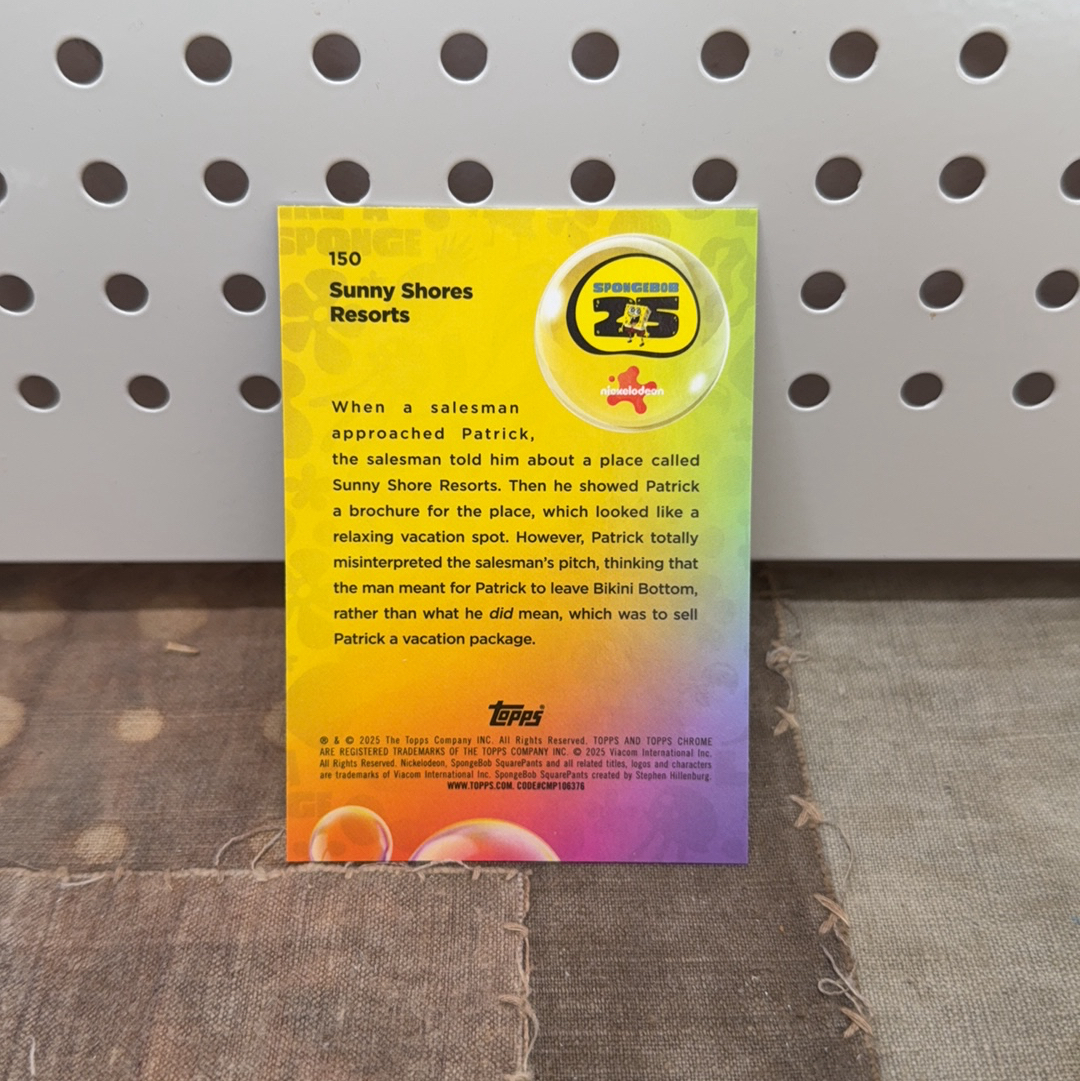 2025 Topps Chrome SpongeBob 25th 海绵宝宝 25周年 蓝折 043/150 编 Sunny Shore Resorts #150 有印刷线
