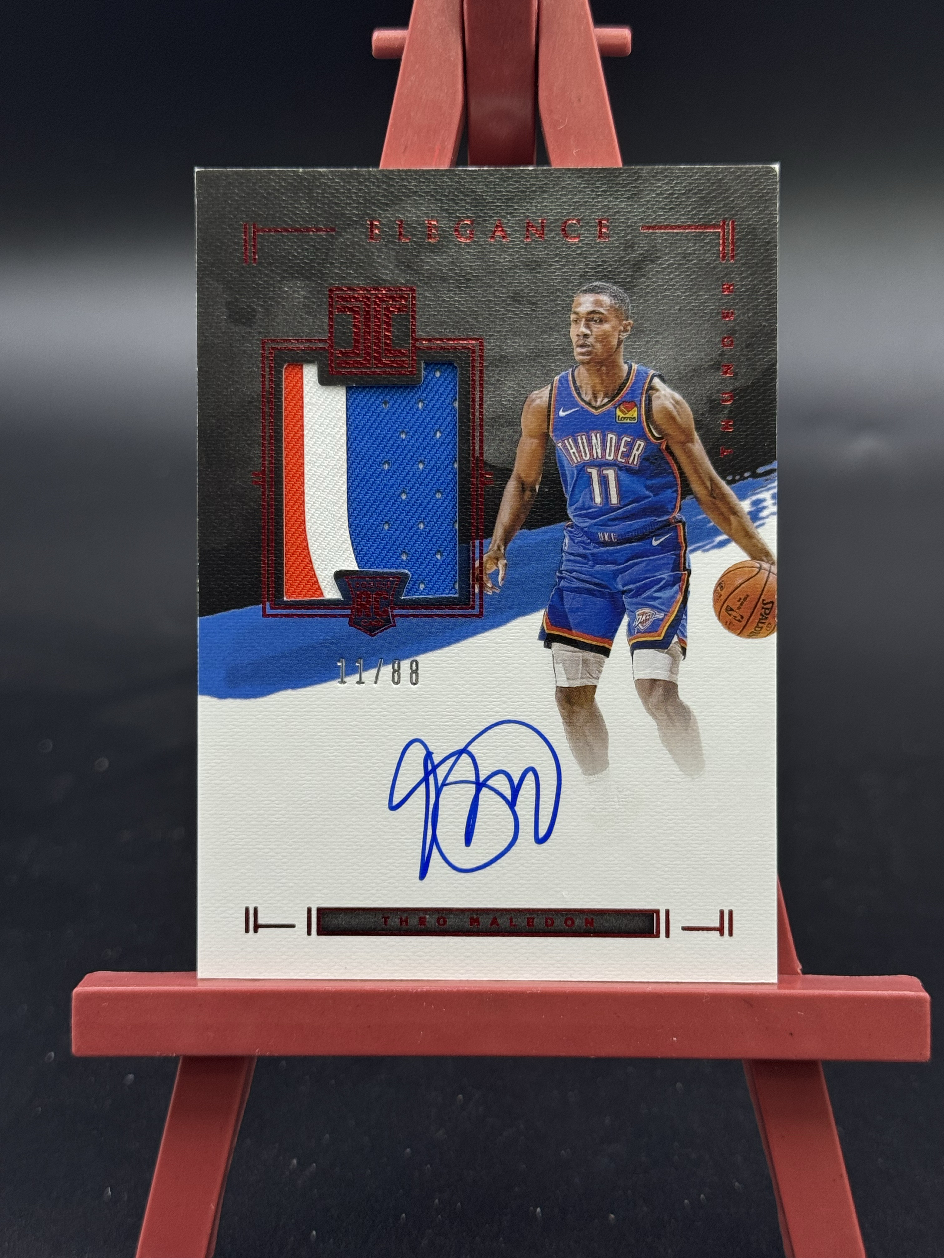 2020-21 Panini Impeccable Theo Maledon RC 小真金 马勒东 新秀 签字 卡签 11/88编 红平行 暴力三色球衣物料切割 RPA 雷霆 【优质签字专场】Hzo4