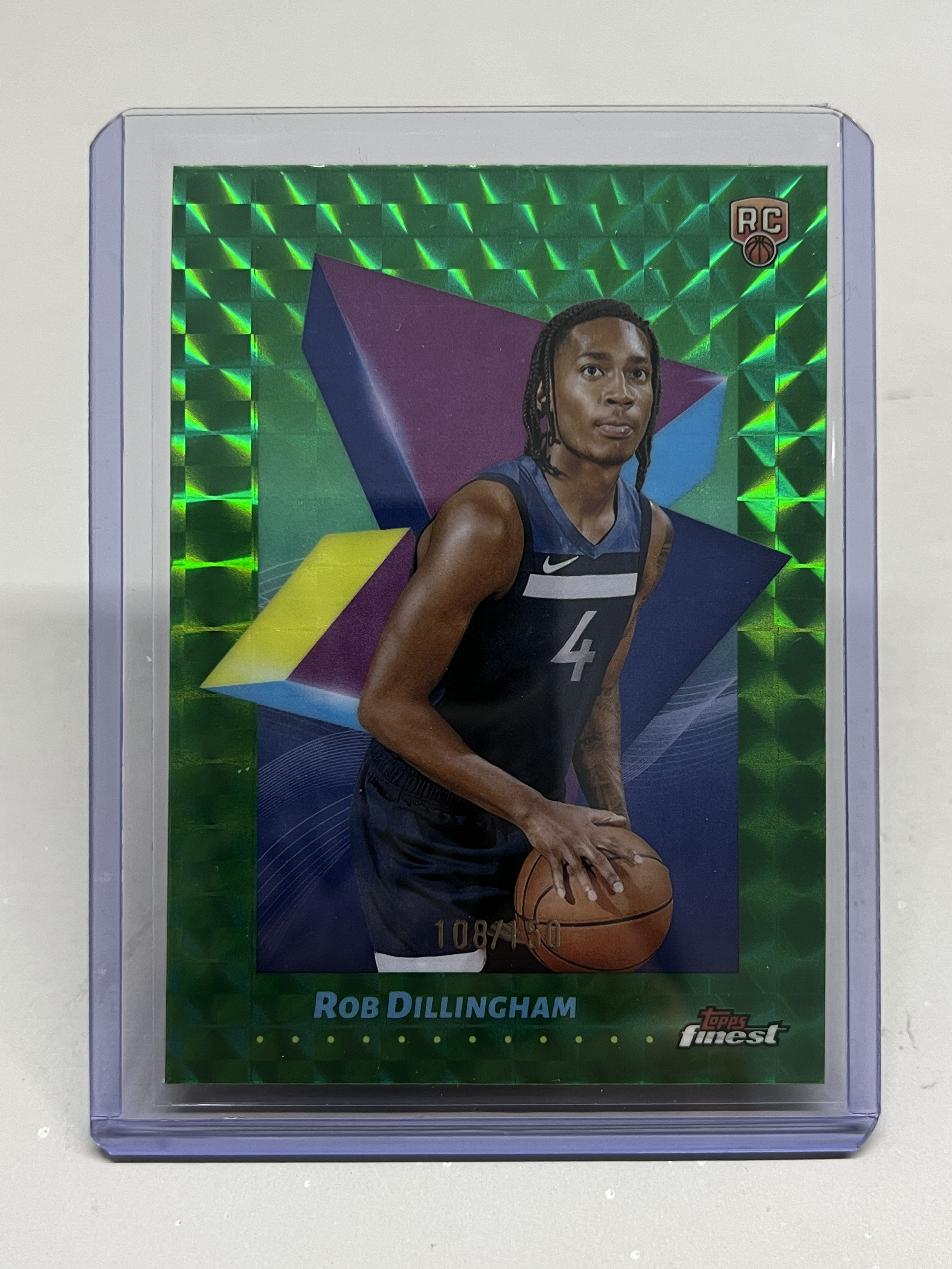2025 Topps Finest Robert Dillingham RC 【挂机拍卖】罗伯特·迪林厄姆 新秀 森林狼 108/150 绿马赛克折 #61 收藏 凑套 卡品如图