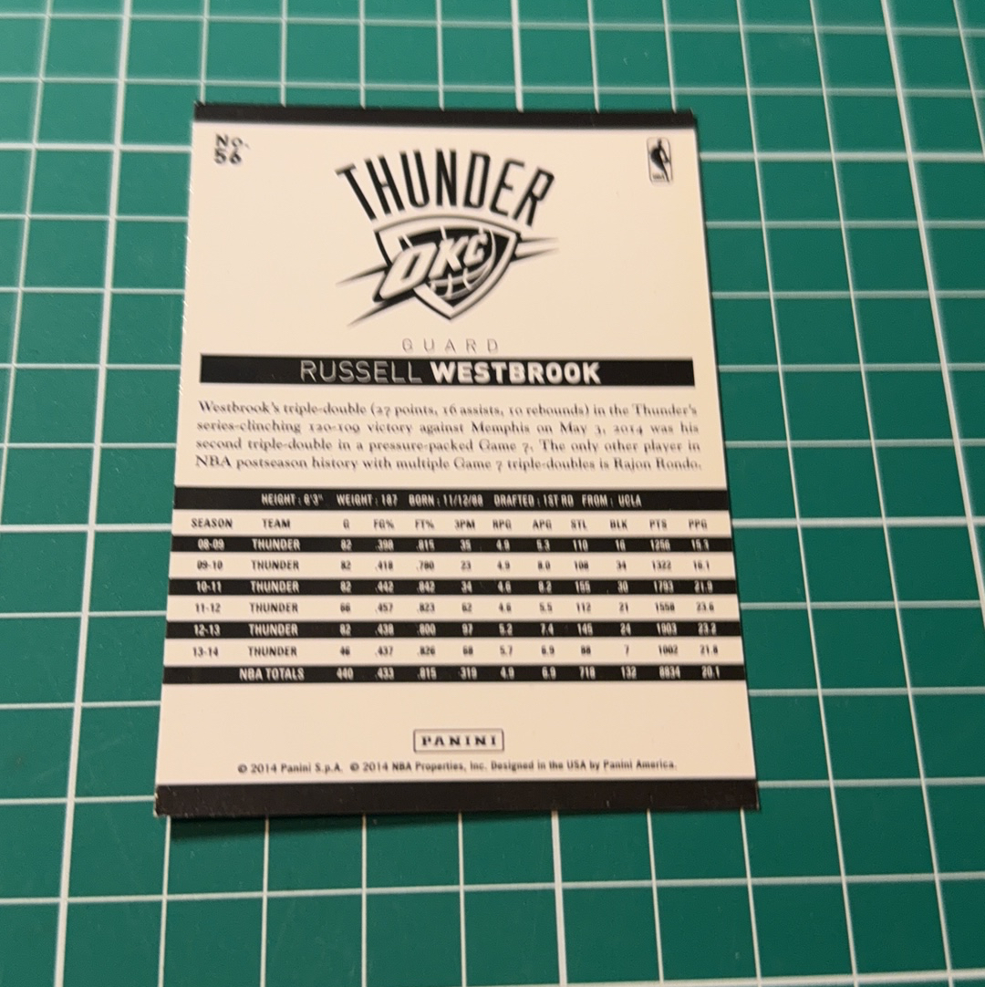 2014-15 Panini Americana Russell Westbrook S.p.a. 拉塞尔威斯布鲁克 威少 雷霆 十年老卡 绝版卡 稀有base