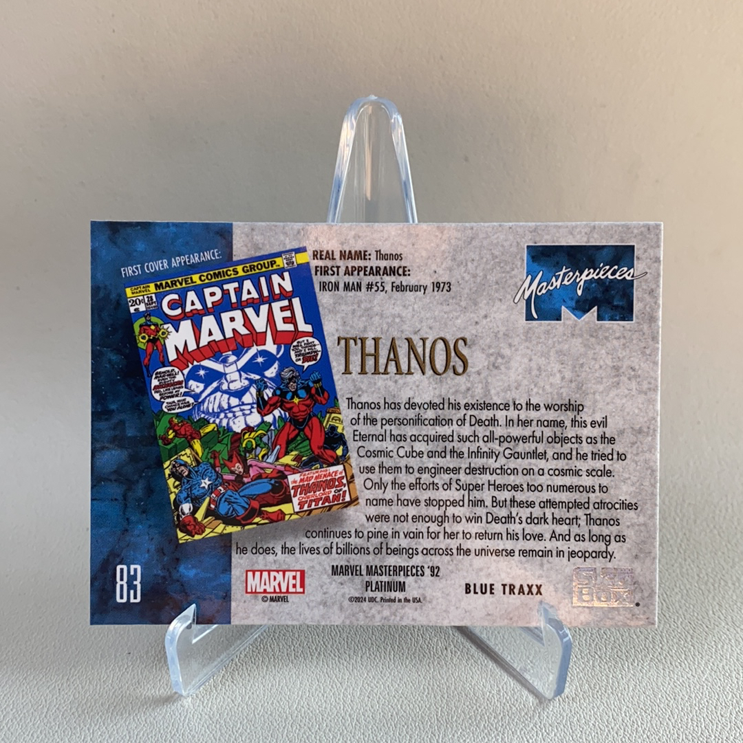 【弈卡代拍】2024 Upper Deck Marvel Masterpieces'92 Platinum 92白金复刻大师 蓝mojo折 灭霸 THANOS 品相如图 糖醋鱼