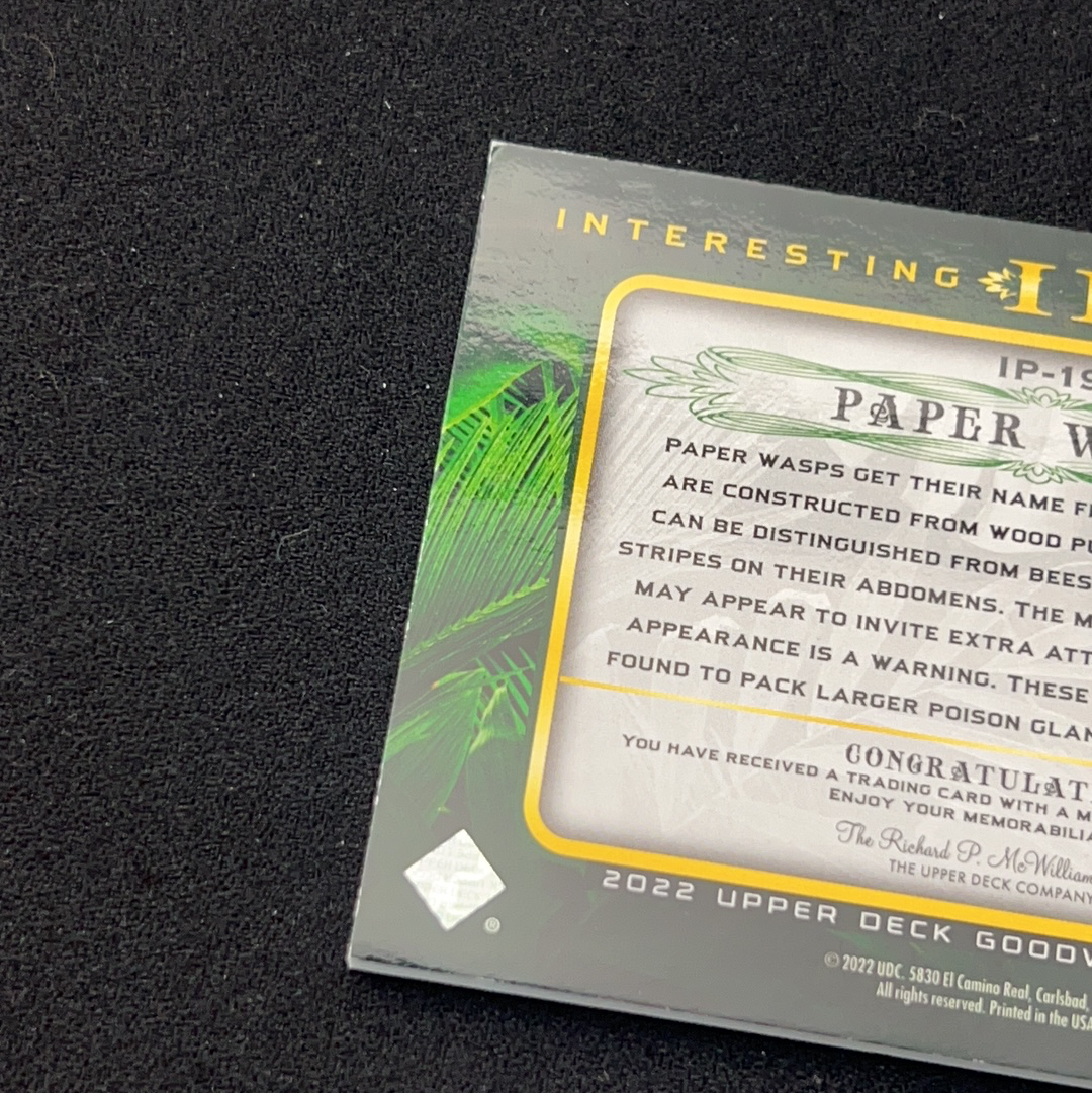 2022 Upper Deck 古德温 Paper Wasps 【小V代拍】Paper Wasps 刺绣 物料 卡品瑕疵见图3 4 5 不保卡品 卡品如图【咬人猫】z