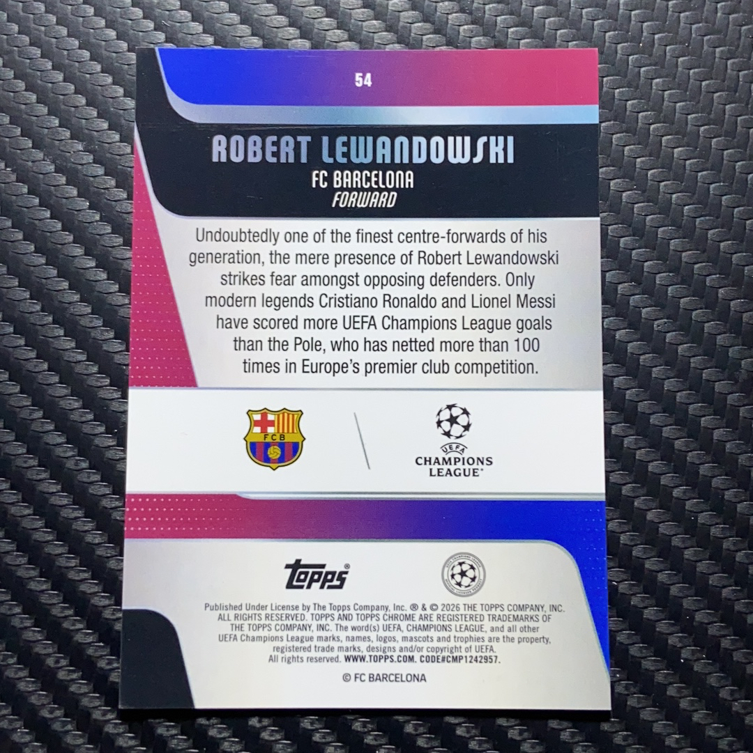 【小牛代拍】2025-26 Topps Chrome 欧冠欧战TC Robert Lewandowski 莱万多夫斯基 巴塞罗那 巴萨 49/299编 水蓝折 卡品如图(polo)