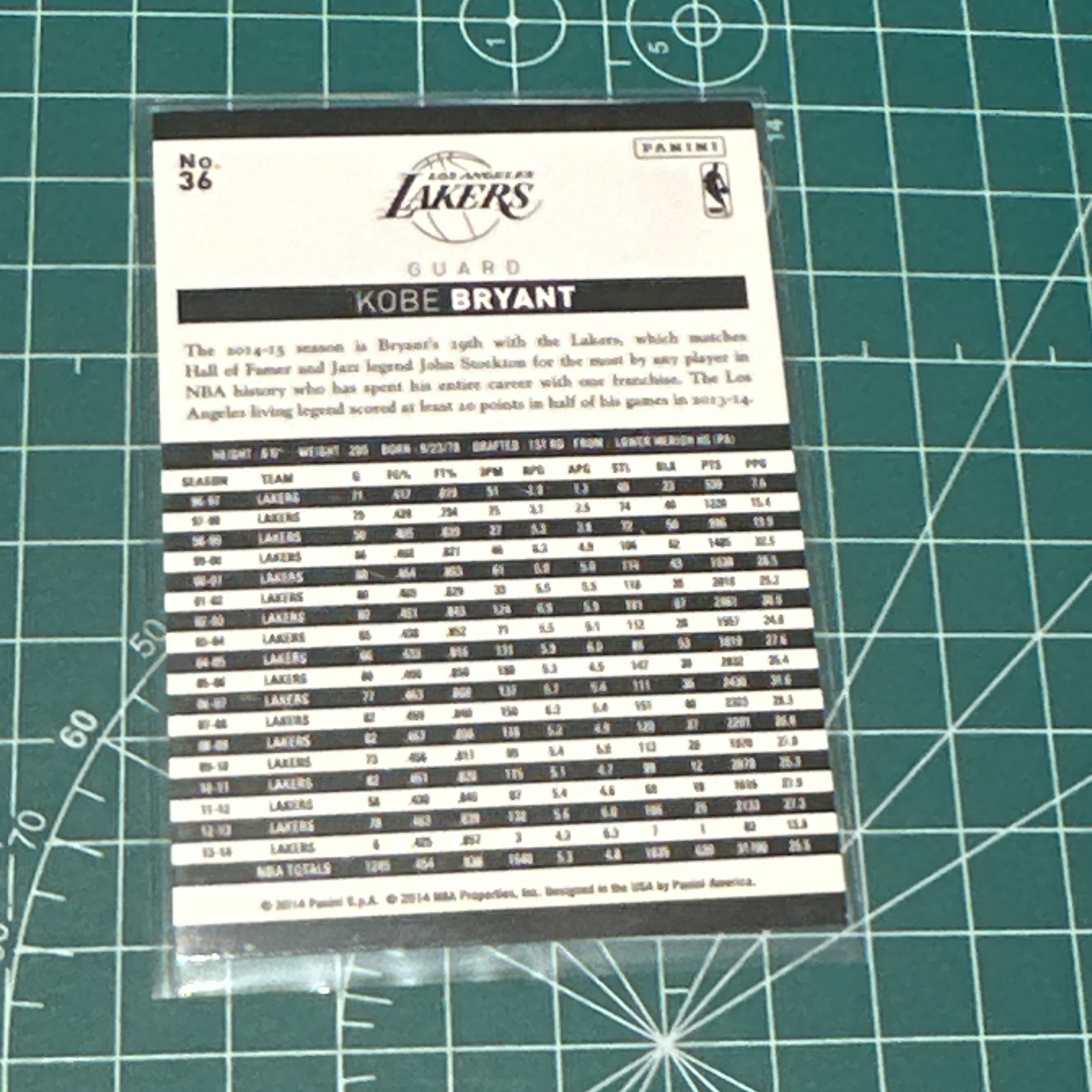 2014-15 Panini Americana Kobe Bryant S.p.a. 科比布莱恩特 小飞侠 黑曼巴 KB 湖人队 hit之一 十年老卡 绝版卡 稀有base 湖人队 少漆