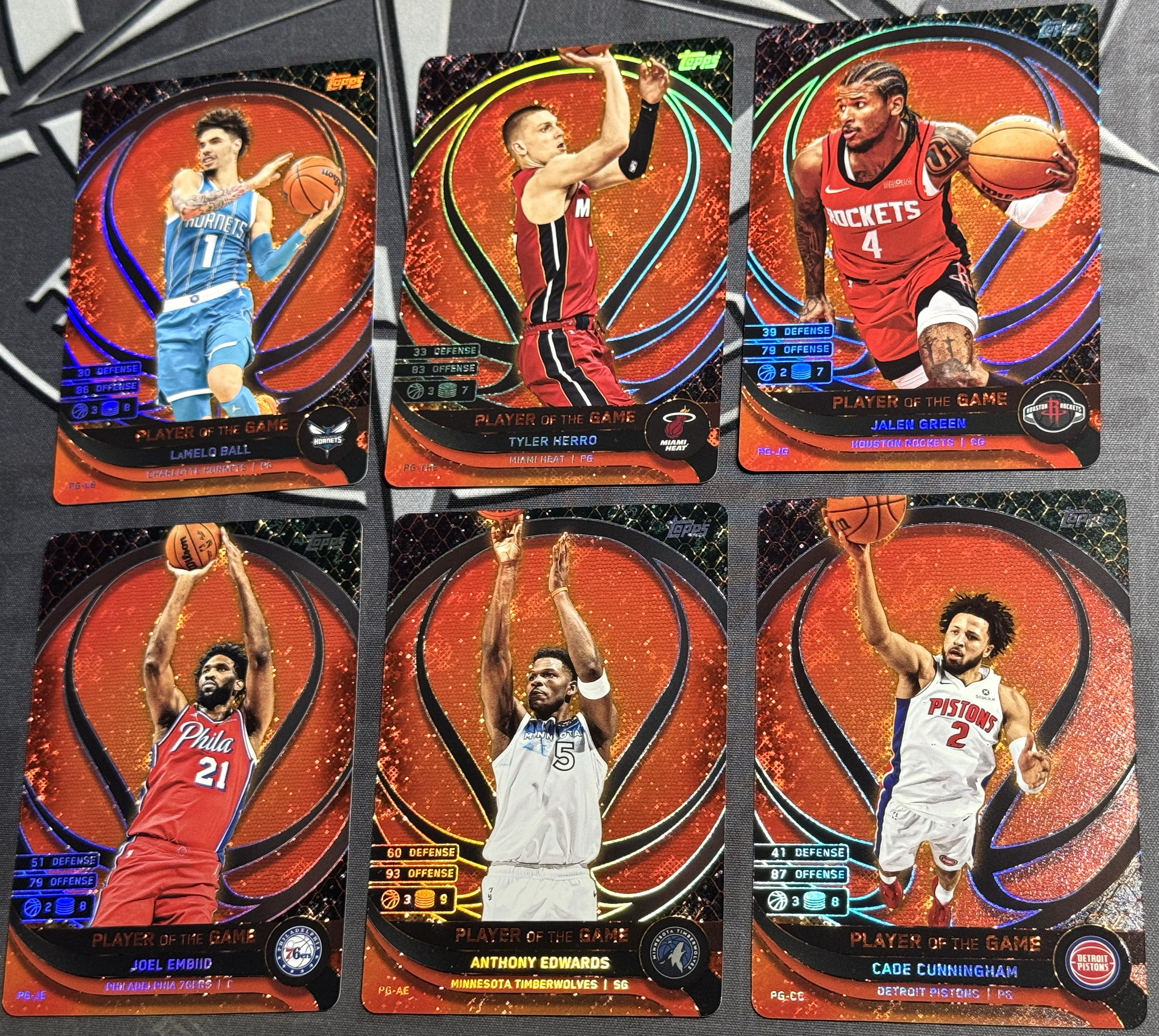 2025 Topps Match Attax NBA 篮球 游戏版 卡游 Player Of The Game 特卡 CC 爱德华兹 恩比德 格林 三球 希罗 6张打包 卡品不保 瑕疵如图 XW