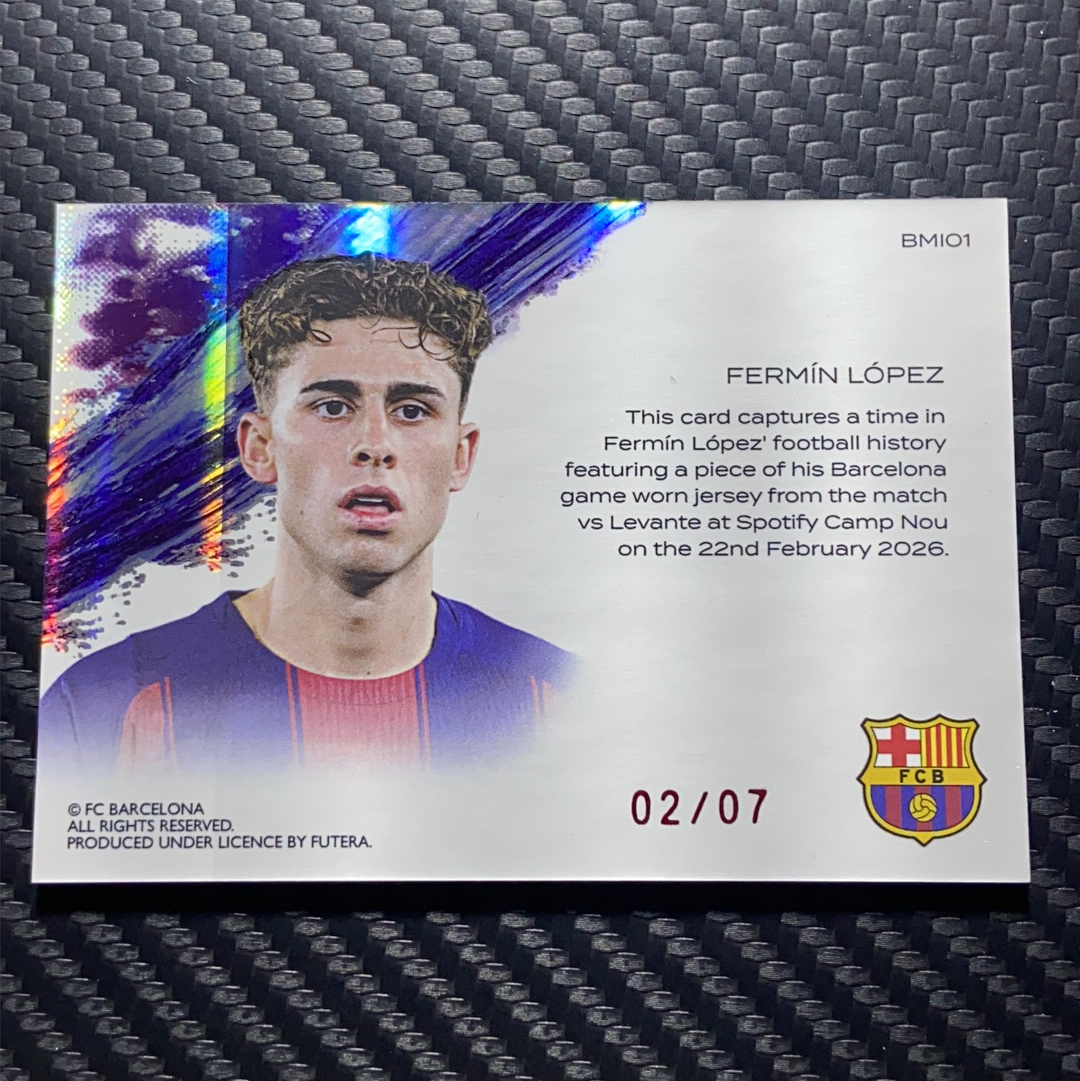 【小牛代拍】2026 Futera Incredible Barcelona Fermin Lopez 福特拉 巴萨手提队盒 费尔明 洛佩斯 巴塞罗那 球衣物料 2/7编 卡品如图(Tarkuya)