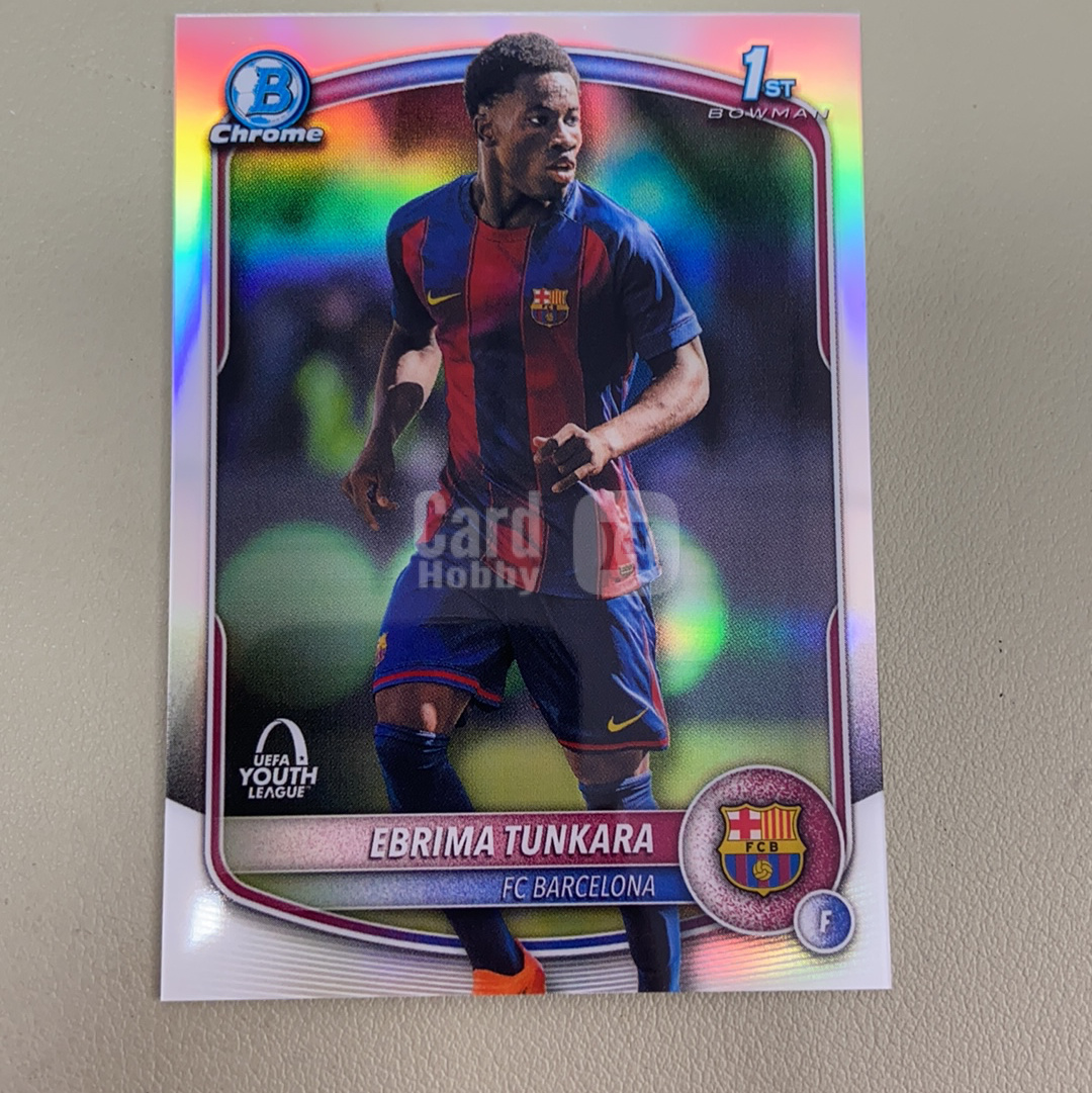 【小牛代拍】2025-26 Topps Chrome Ebrima Tunkara RC Kacey代理拍卖欧冠tc 西班牙巴萨超级新星 通卡拉 bowman1st 银折 卡品如图(一哥)