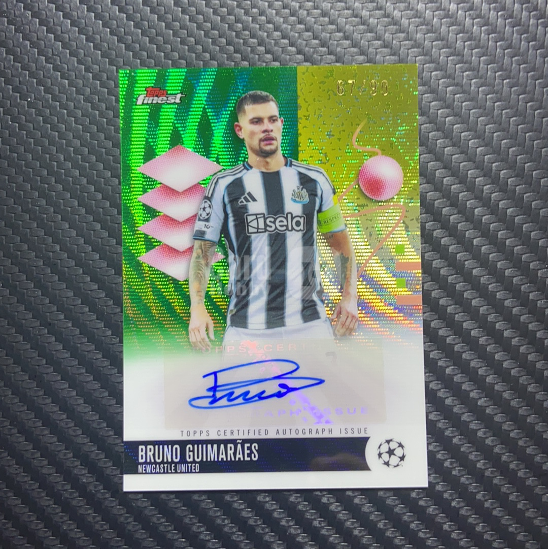 2026 Topps Finest 只合并当天订单 卡品如图(一哥) Bruno Guimaraes 欧冠 巴西 纽卡斯尔 布鲁诺 吉马良斯 签字 67/99编 绿波纹折