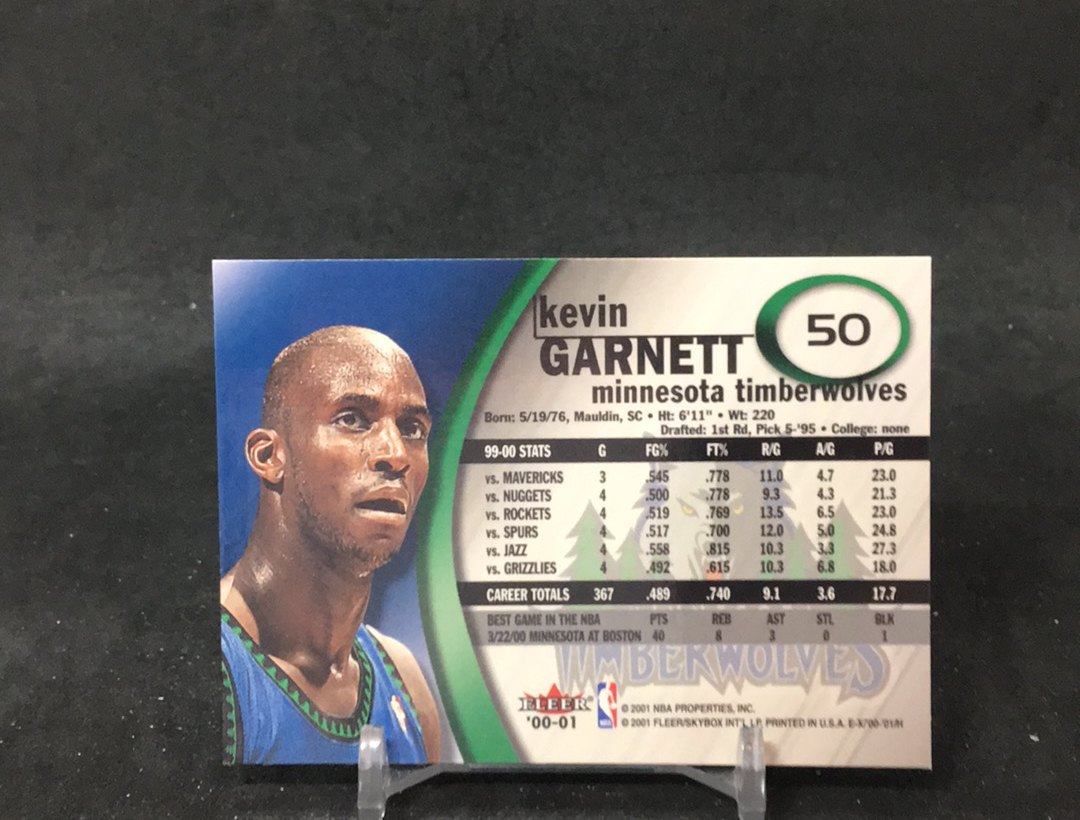 【DC拍卖】4.28(微瑕)2000-01 Fleer E-X #50 凯文・加内特 Kevin Garnett 明尼苏达森林狼队 狼王 经典特卡