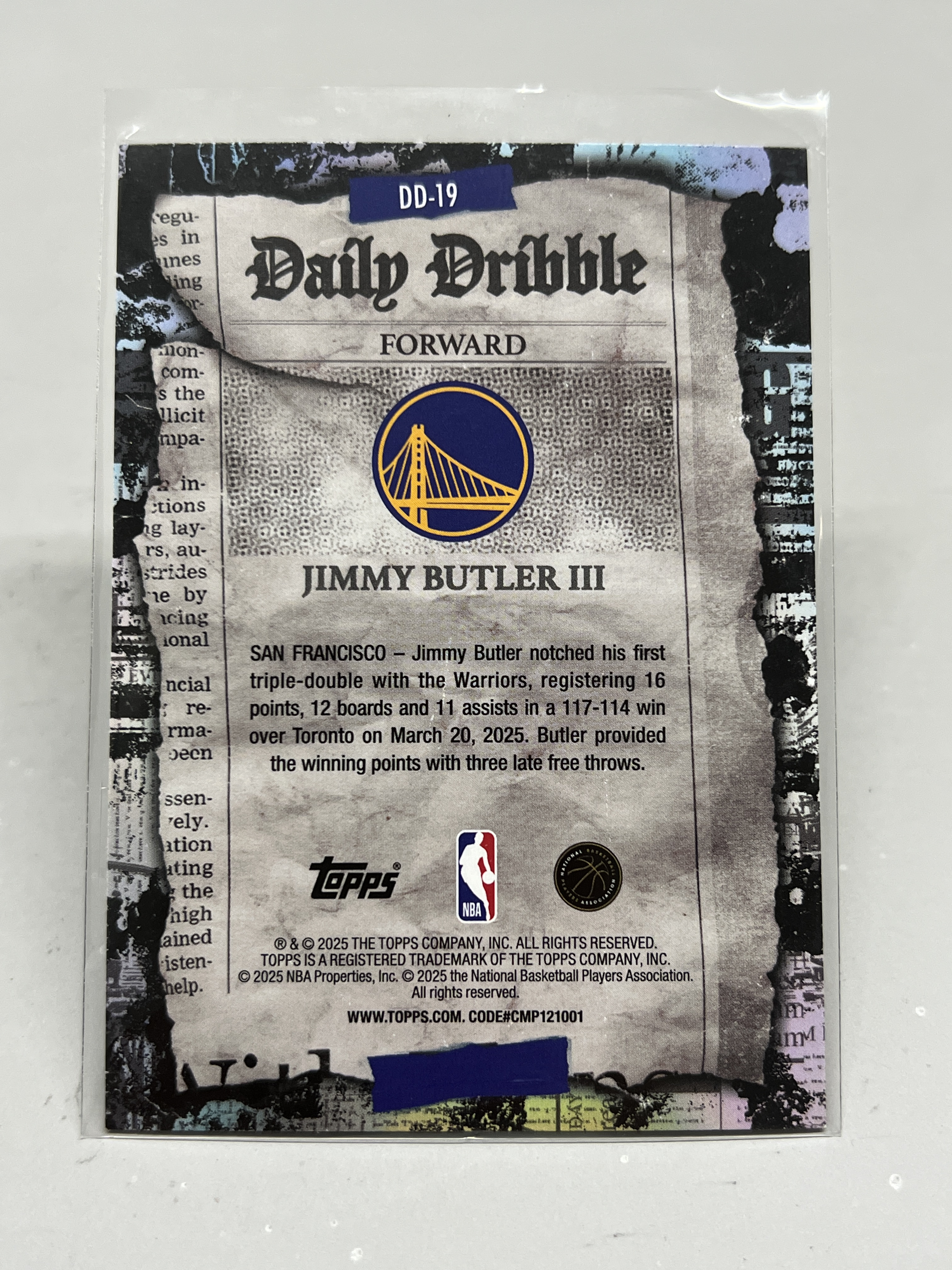 2025-26 Topps Flagship Jimmy Butler III Daily Dribble【挂机拍卖】吉米·巴特勒 三世 勇士 #19 日报特卡 折射 卡品如图