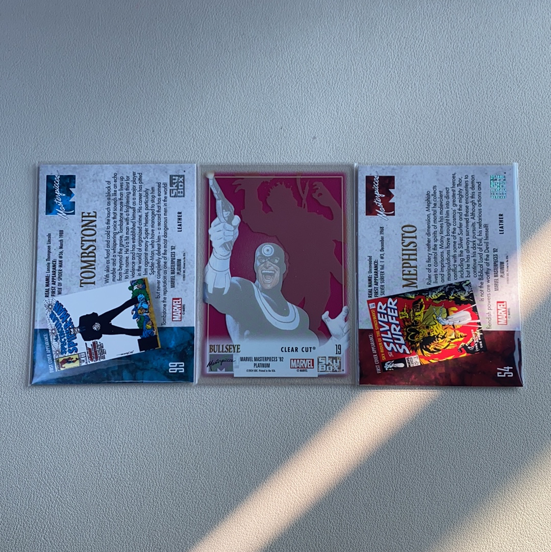 【弈卡代拍】2024 Upper Deck Marvel Masterpieces'92 Platinum 92白金复刻大师 特卡 皮革 透明胶片 耙眼 梅菲斯特等 3张打包 品相如图 糖醋鱼