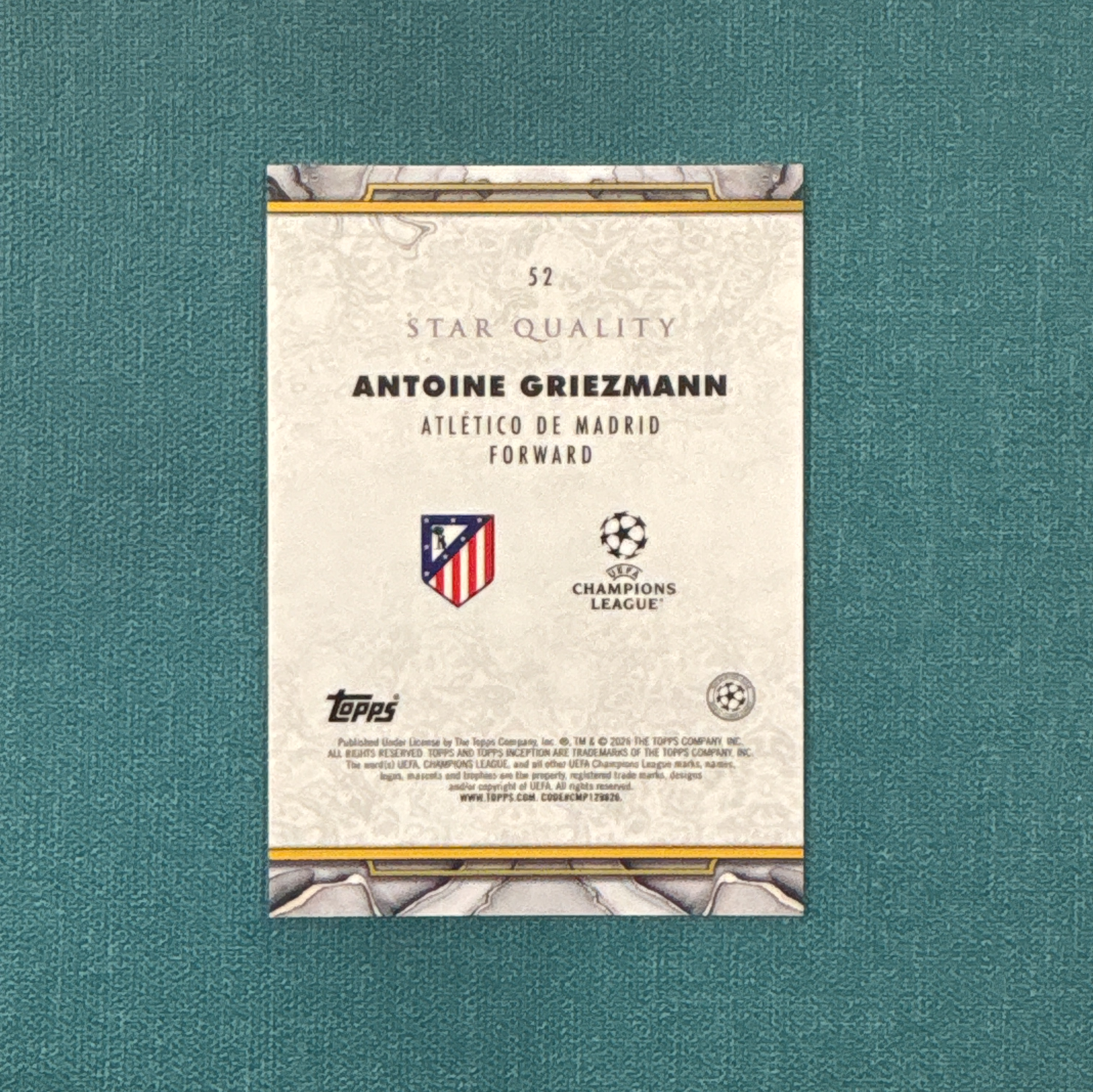 2025-26 Topps Inception 欧战 盗梦 Antoine Griezmann 格列兹曼 base 马德里竞技 马竞 卡品如图 YFX
