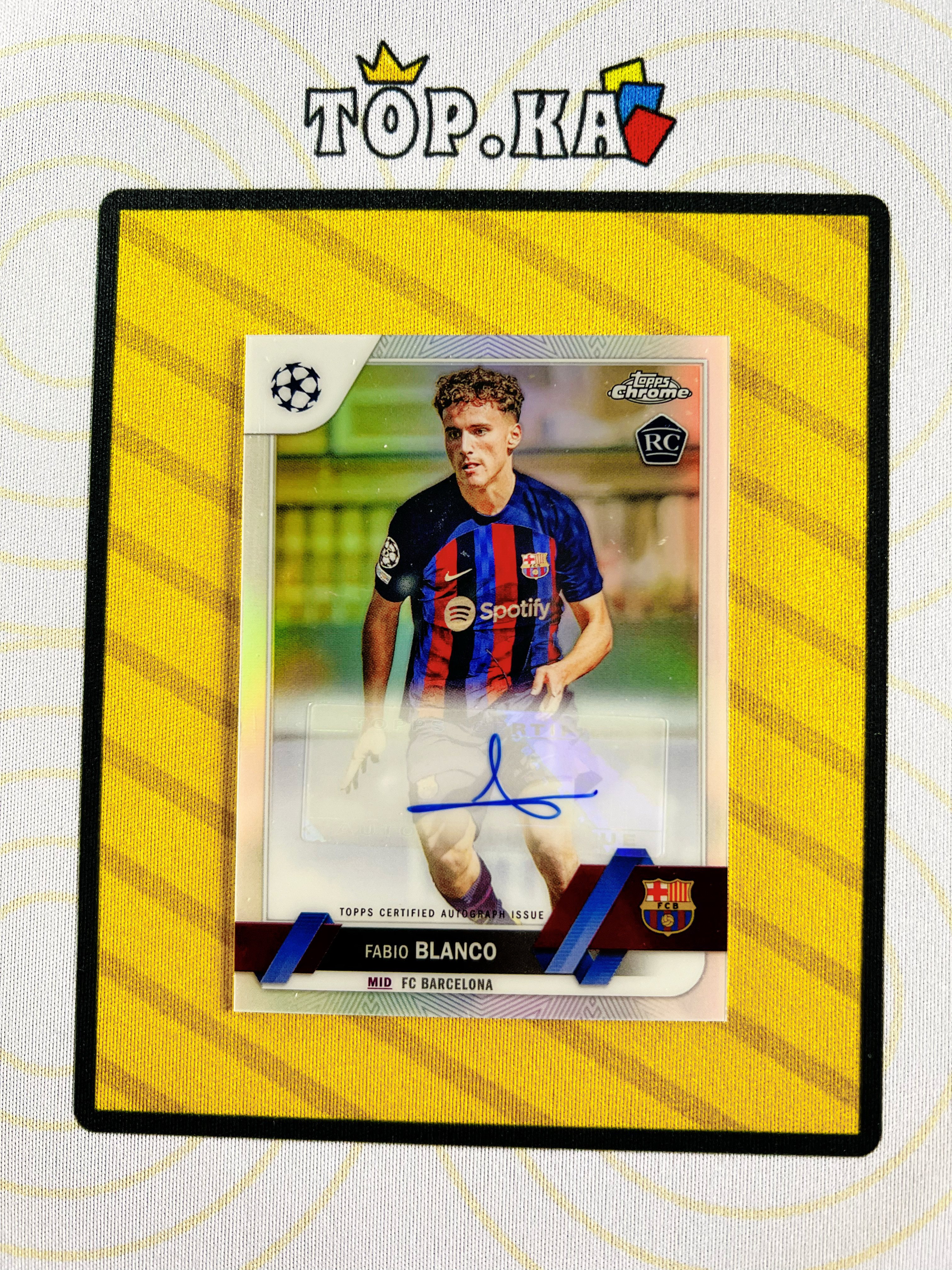 【顶尖卡社】 2023-24 Topps Fabio Blanco 欧冠 CHORME 巴萨 巴塞罗那 法比奥 布兰科 新秀 RC 银折 签字 签名 详情看描述 瑕疵如图【LIUN】