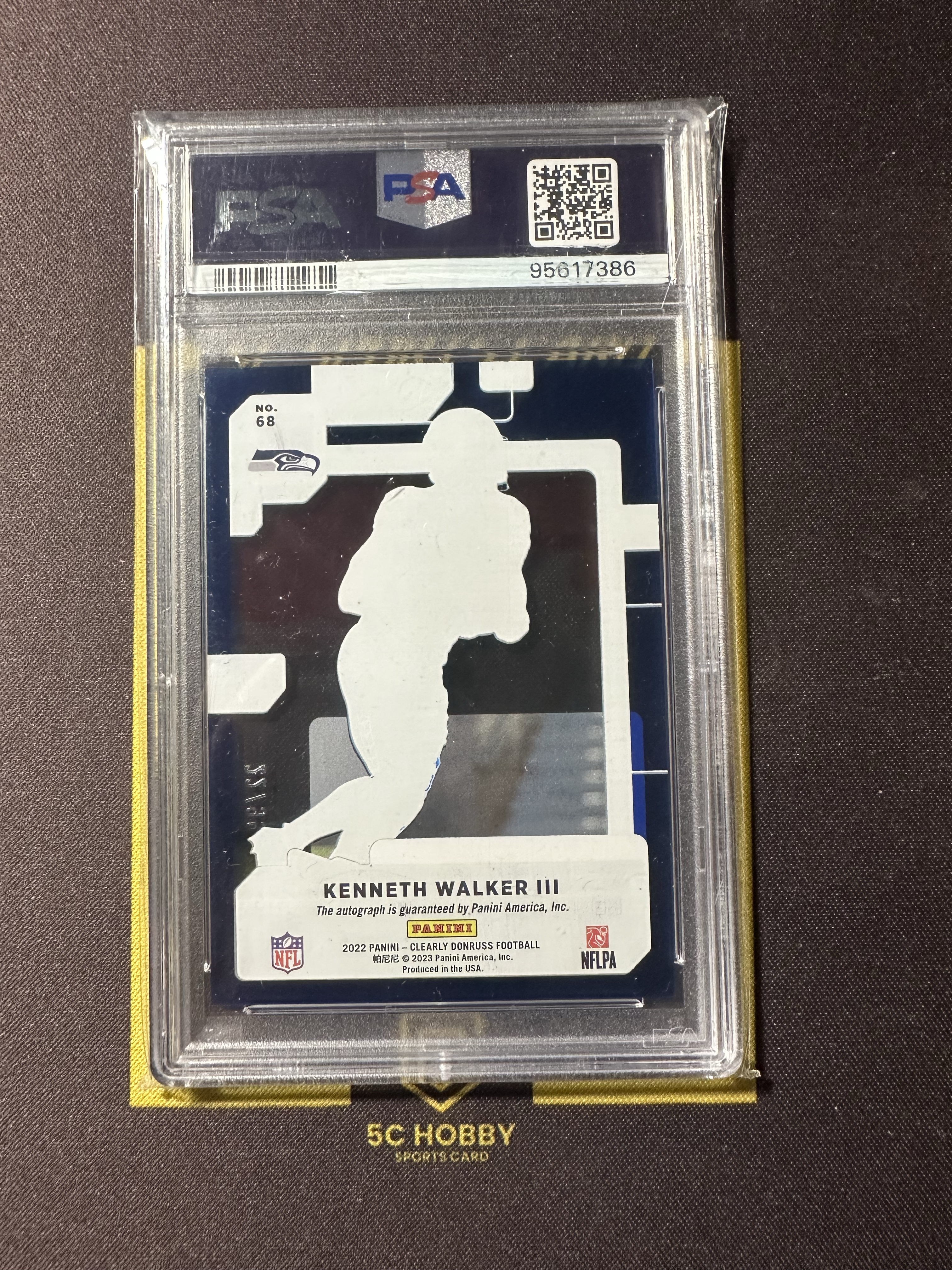 2022 Panini Clearly Donruss Kenneth Walker III RC 【主演出卡】海鹰 超级新秀 沃克 RC 签字 AUTOGRAPH-BLUE #68 PSA9