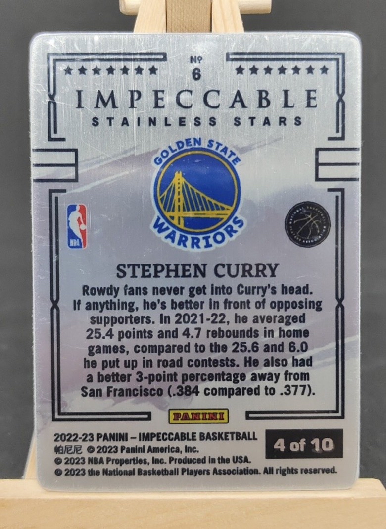 2022-23 Panini Impeccable Stephen Curry 【🗺️10张 库里】小真金高端系列 原封膜ebay有价🤑真金白银杜兰特密友❤️‍🔥乔丹&科比后辈🐐詹姆斯劲敌👑