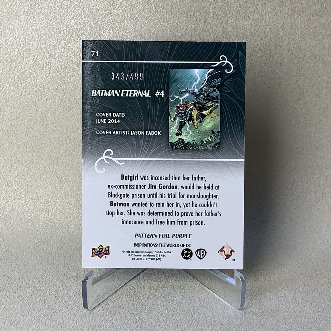 2026 Upper Deck Marvel (MCU) Inspirations The World of DC BATMAN & BATGIRL 343/499编 紫锡箔折 折射 品相如图 图总
