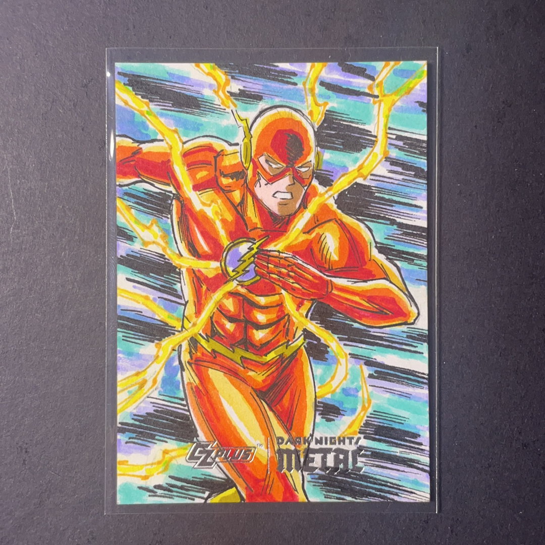 2025 Cryptozoic DC Universe Dark Nights Metal 闪电侠 1/1官卡手绘 画师签字如图2 2024 CZplus DC漫画宇宙 黑暗之夜死亡金属系列