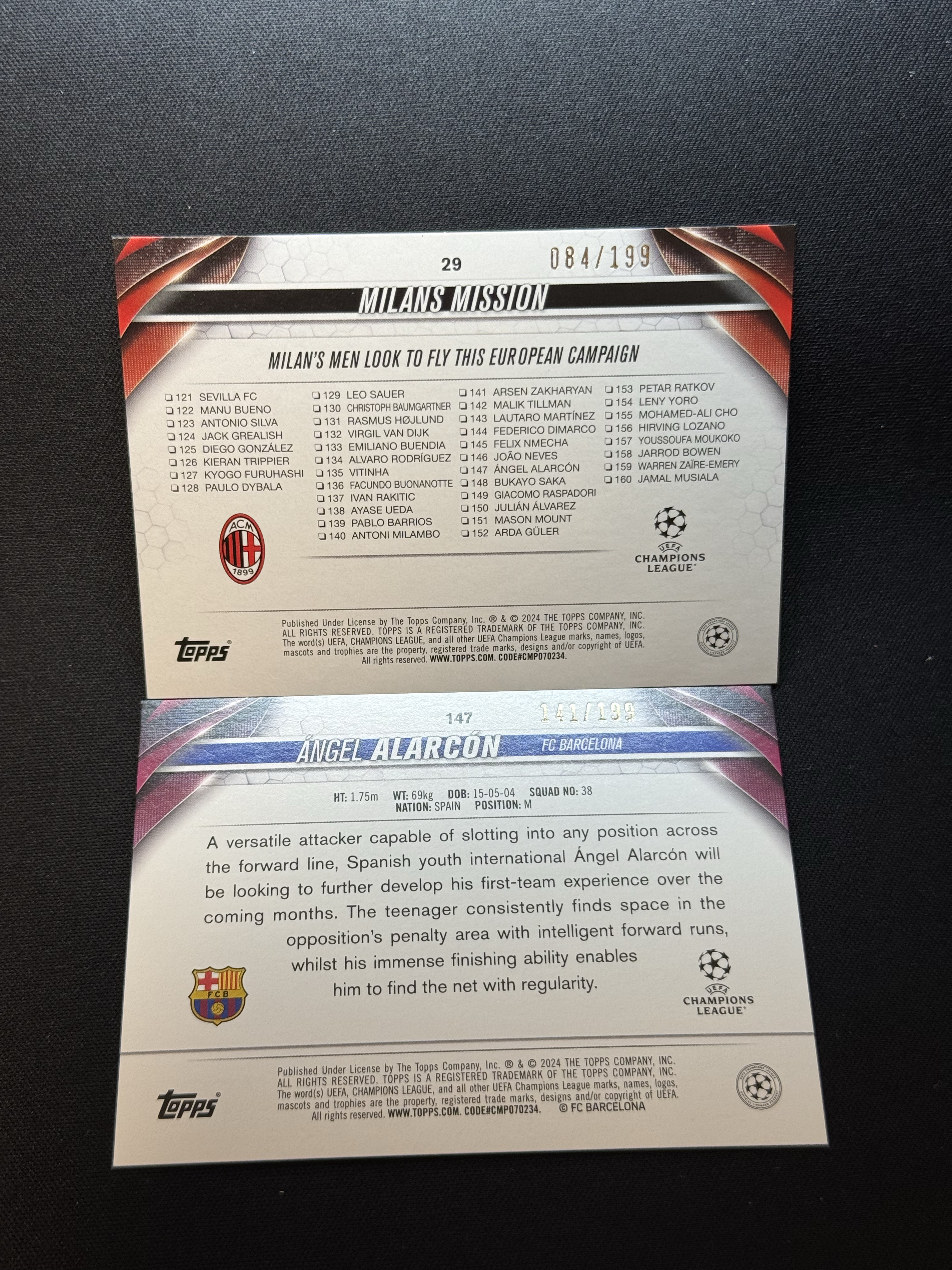 2023-24 Topps UCC Rafael Leao 【小贝代拍】欧战 UCC Ac米兰双人 莱奥 特奥 新秀 阿拉尔孔 /199编 不保卡品 拍前看描述 H MFC