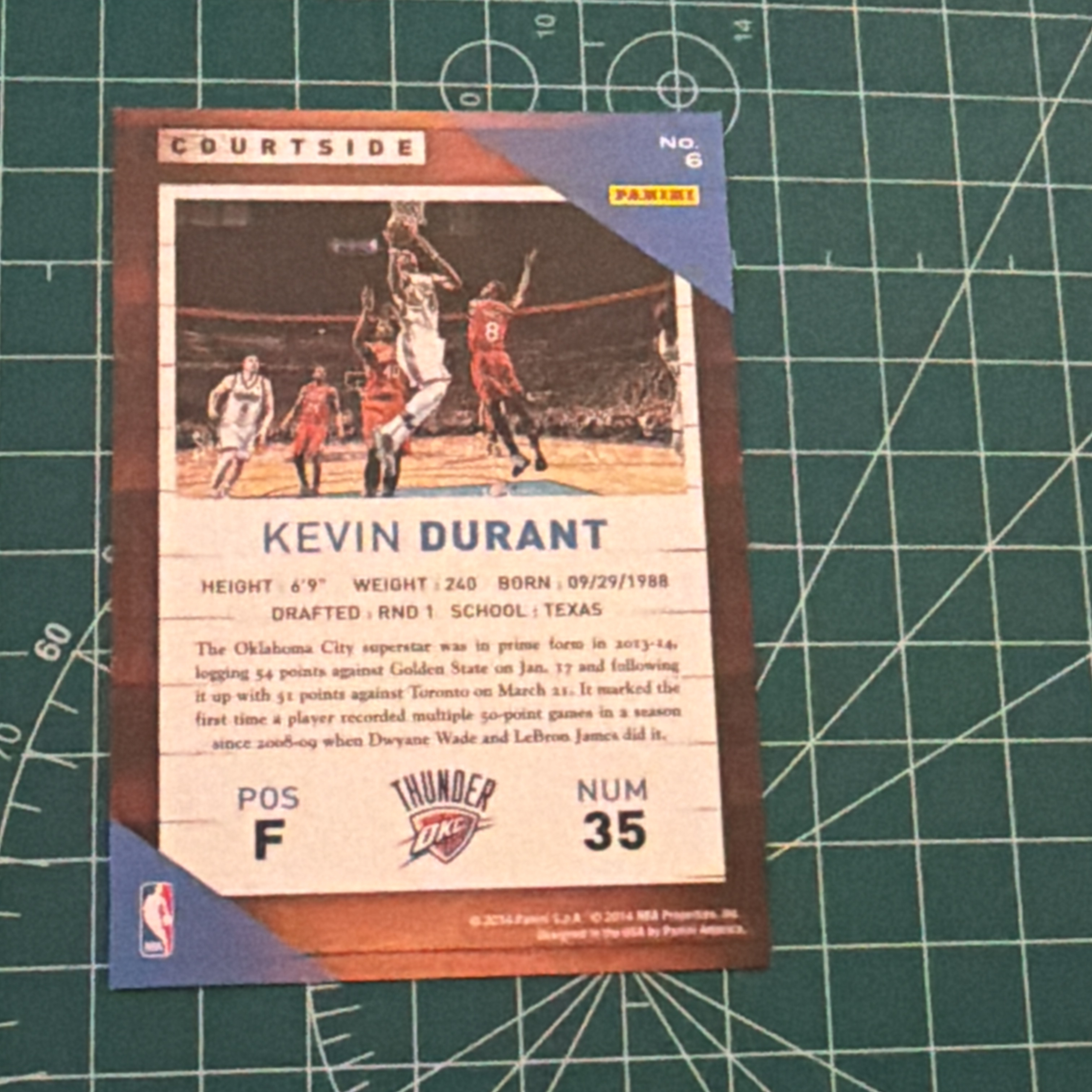 2014-15 Panini S.p.A Kevin Durant 中雅图/中亚图 凯文杜兰特 KD横版特卡 场边 小聚光灯 老卡 绝版卡 稀有大比例