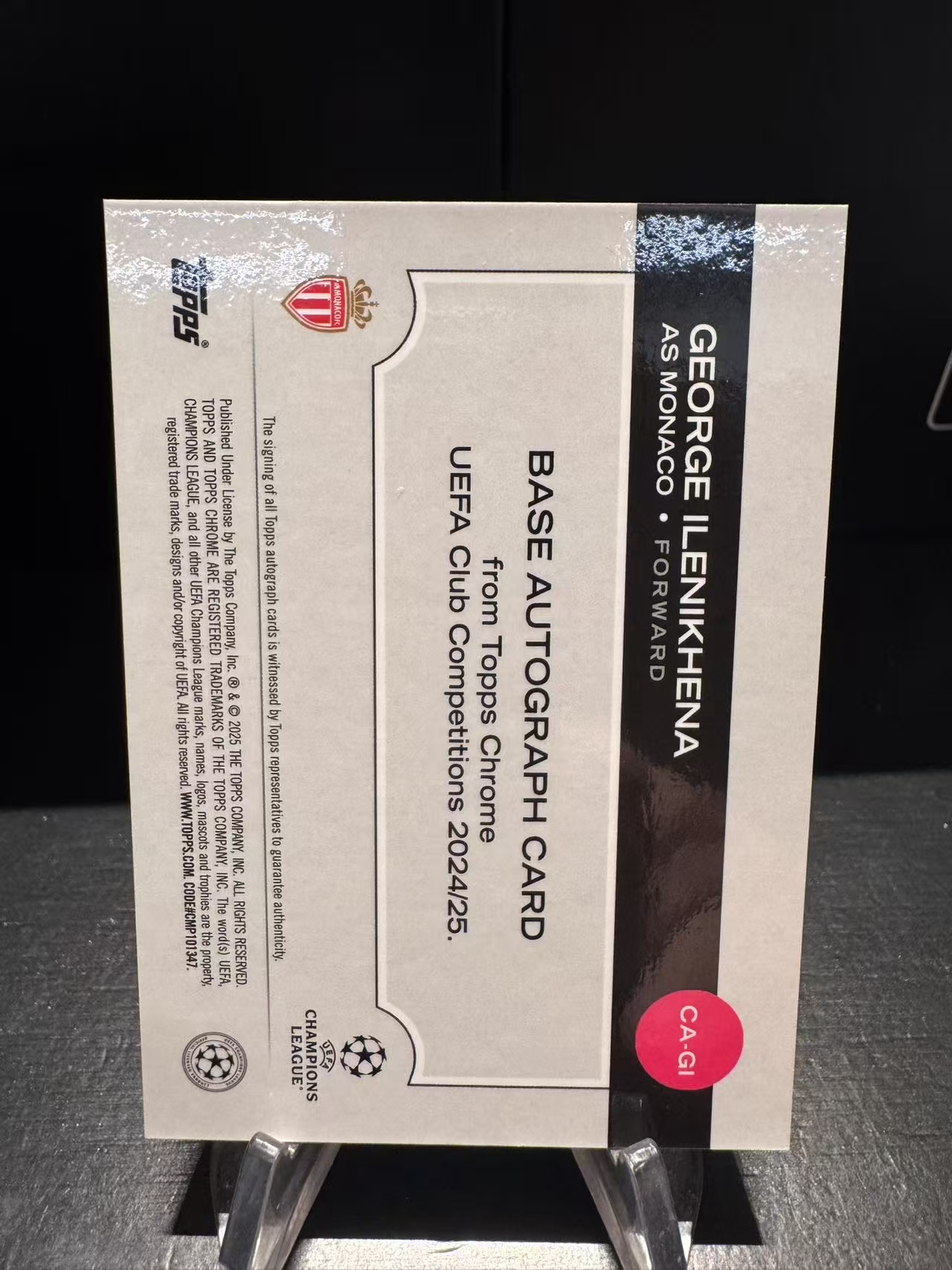 龖2024-25 Topps Chrome George Ilenikhena RC 欧冠TC 尼日利亚 摩纳哥 伊莱尼赫纳 新秀 签字 银折 顶级好秀 阿克利 卡品如图 MJ002L