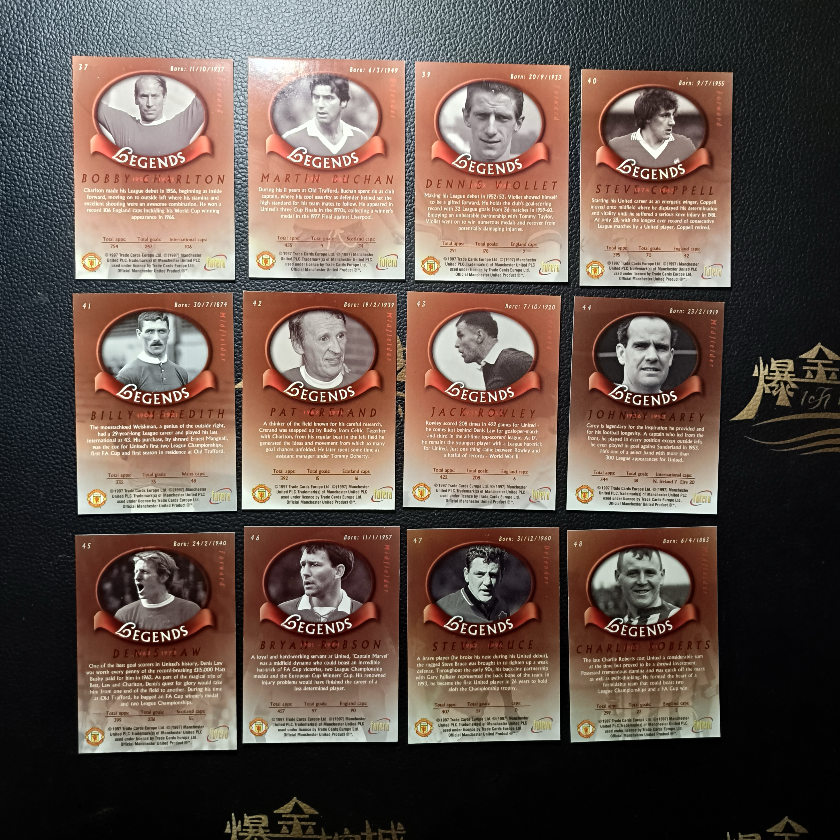 1997 Futera Futera Unique Bobby Charlton 福特拉 罗伊 丹尼斯 等人 曼联队套 老卡 收藏必备 卡品如图 微瑕 打包出 方司