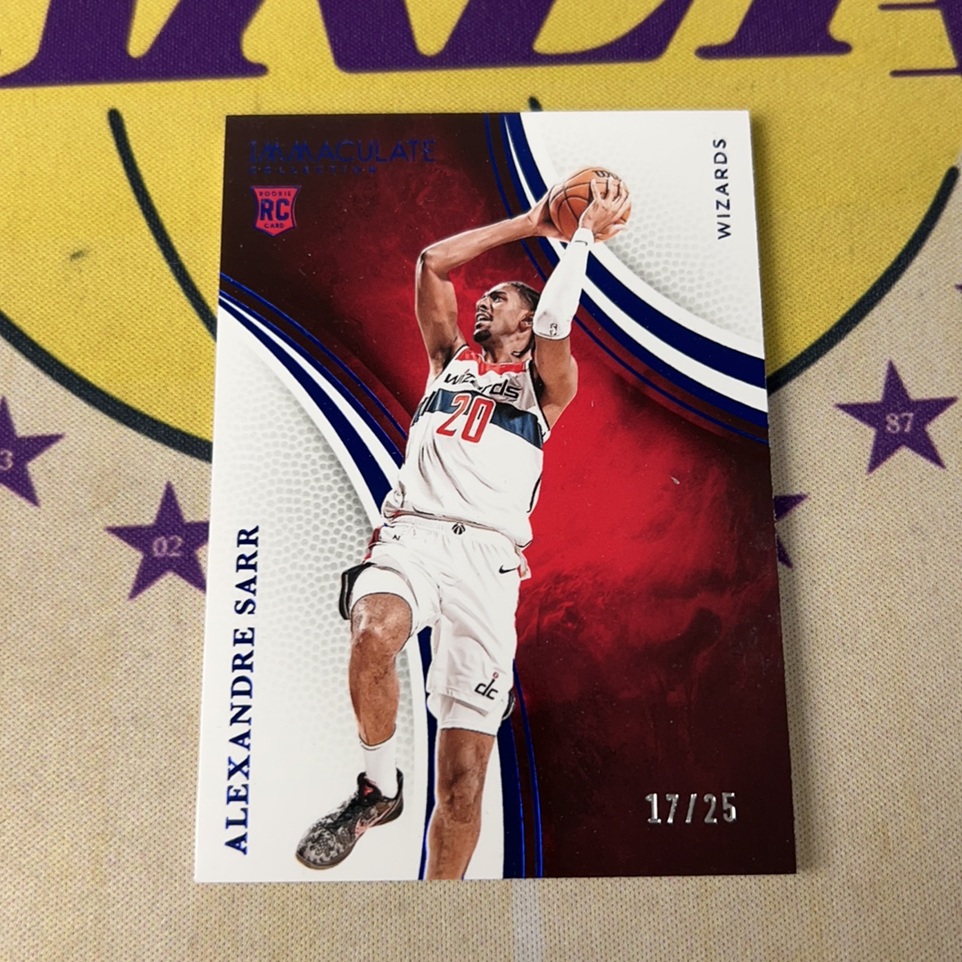 2024-25 Panini Immaculate Alex Sarr RC 奇才 新秀 榜眼 亚历山大 萨尔 17/20编 Base 蓝平行 卡品如图 黄总