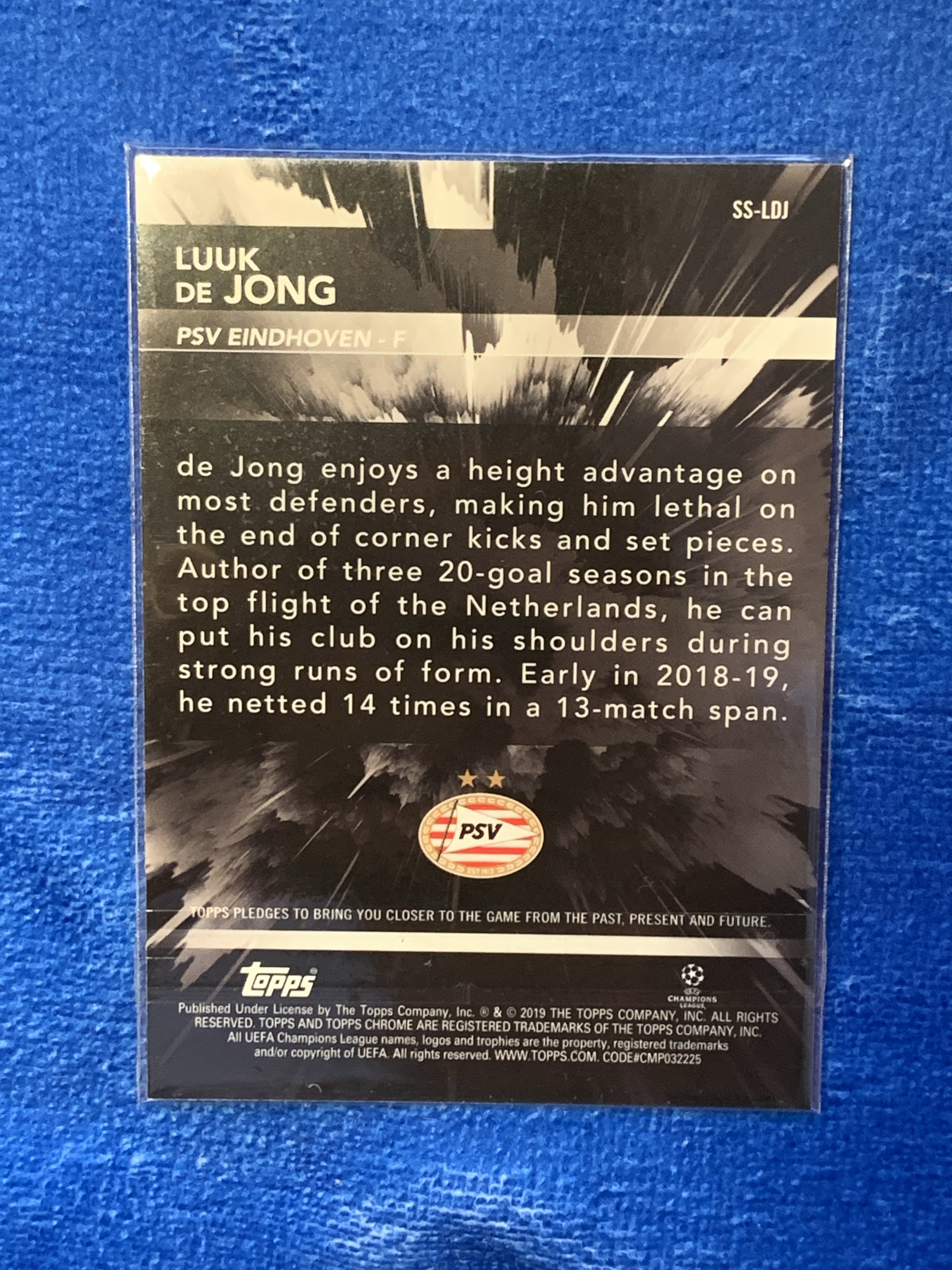 2019 Topps UEFA Champions League Luuk de Jong 欧冠巨星特卡 银折 PSV 卢克德容 荷兰Holland 塞维利亚Sevilla 巴萨Barcelona