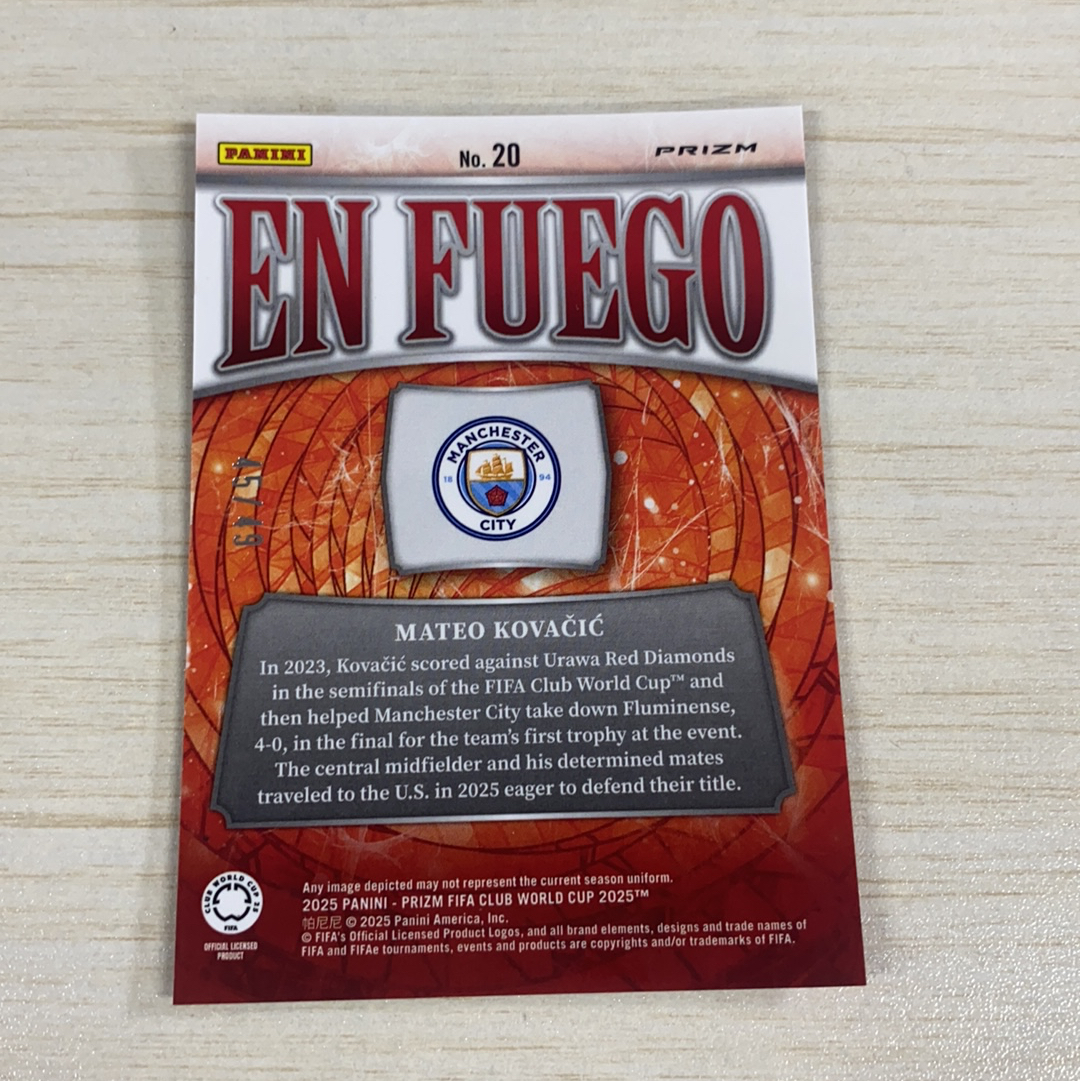 【小牛代拍】2025 Panini Prizm FIFA Club World Cup Mateo Kovacic 马特奥 科瓦契奇 科瓦西奇 克罗地亚 切尔西 曼城 49编 紫潘多拉 折射(一哥)