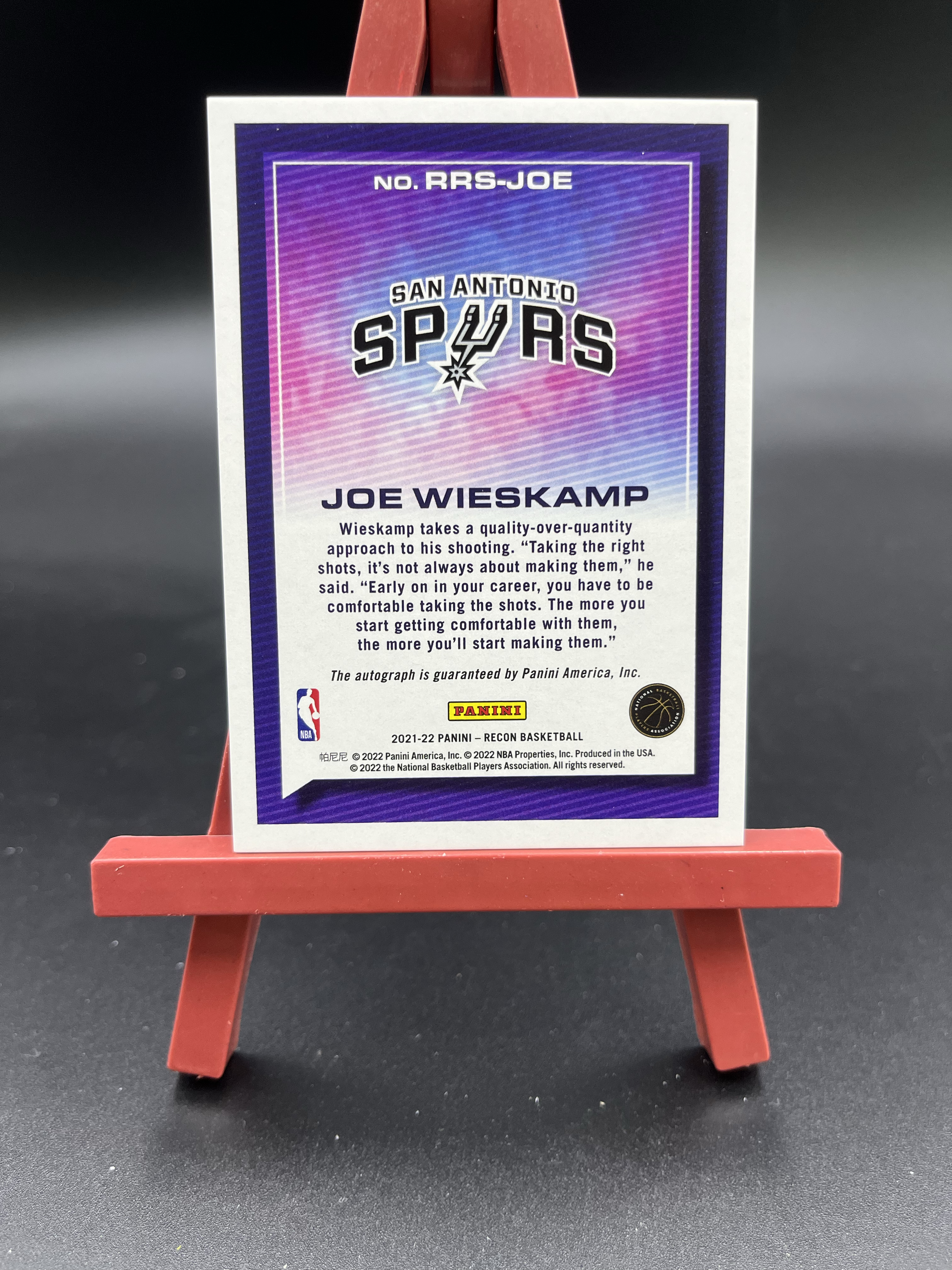 2021-22 Panini Recon Joe Wieskamp RC 签字 折射 银折 新秀 乔 维斯坎普 马刺 卡品如图【优质签字专场】04WZ