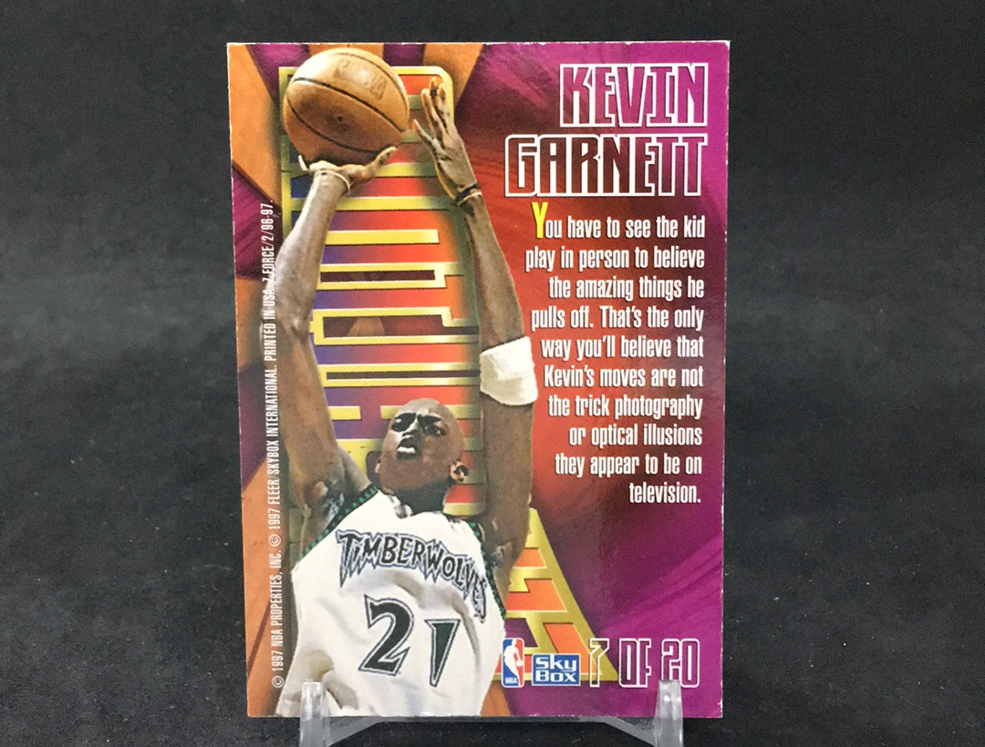 【DC拍卖】4.13(微瑕)1997-98 SkyBox Z-Force Kevin Garnett Timberwolves 加内特森林狼 Z-Force 特卡 收藏佳品