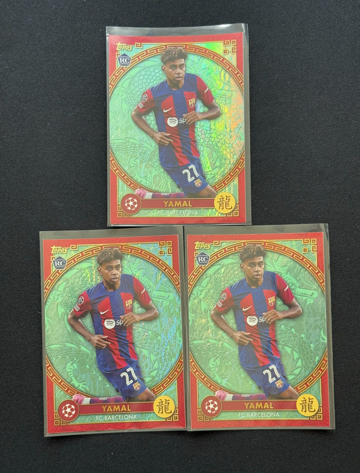 2023-24 Topps jade Lamine Yamal RC 【小贝代拍】欧战 龙年 碧玉 新秀 巴萨 西班牙 国脚 拉明 亚马尔 新春特卡 3张 不保卡品 拍前看描述 XNP