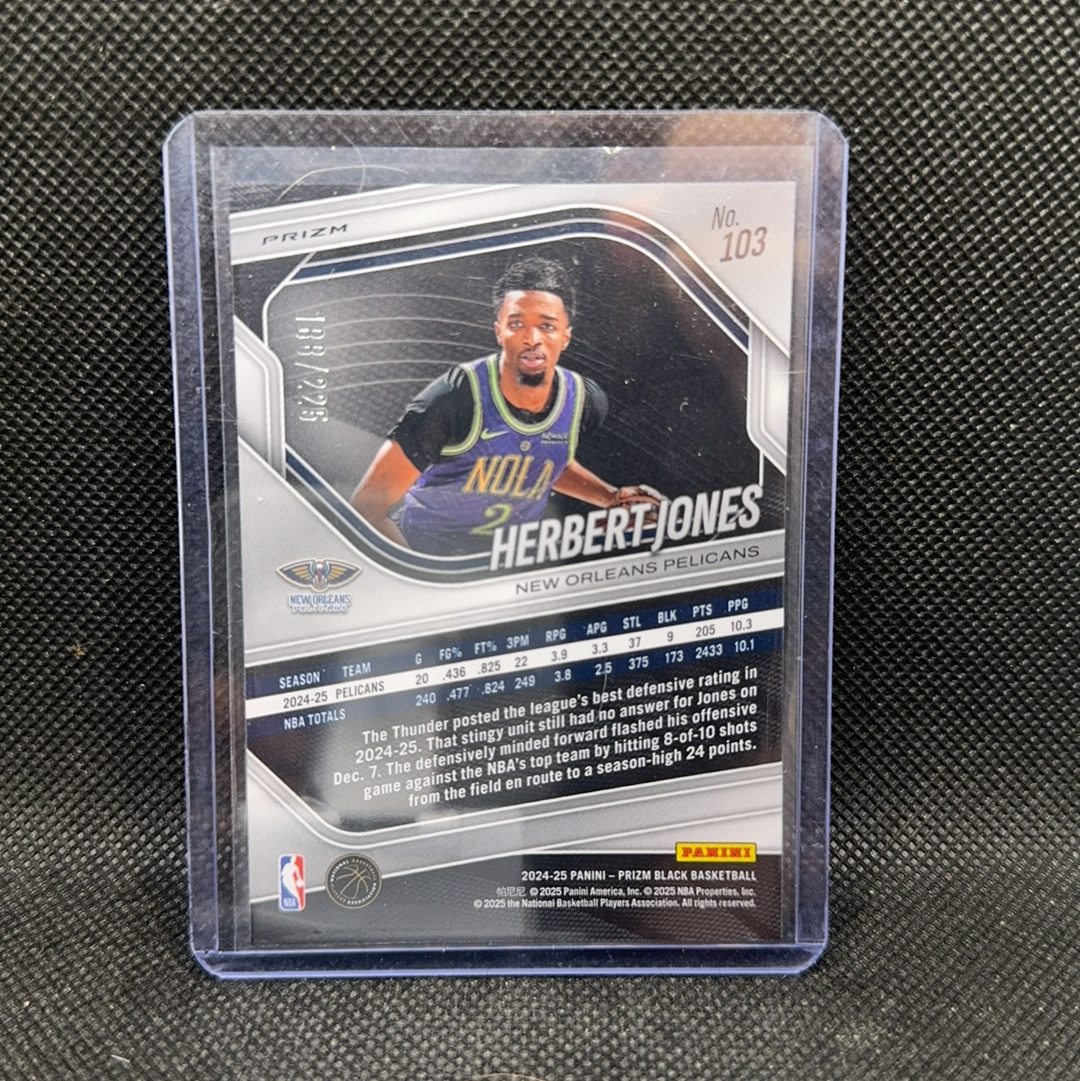 【Roseee代卖】2024-25 Panini Prizm Herbert Jones 赫伯特琼斯 鹈鹕 主力 PZ black 篮球折 225编 小权