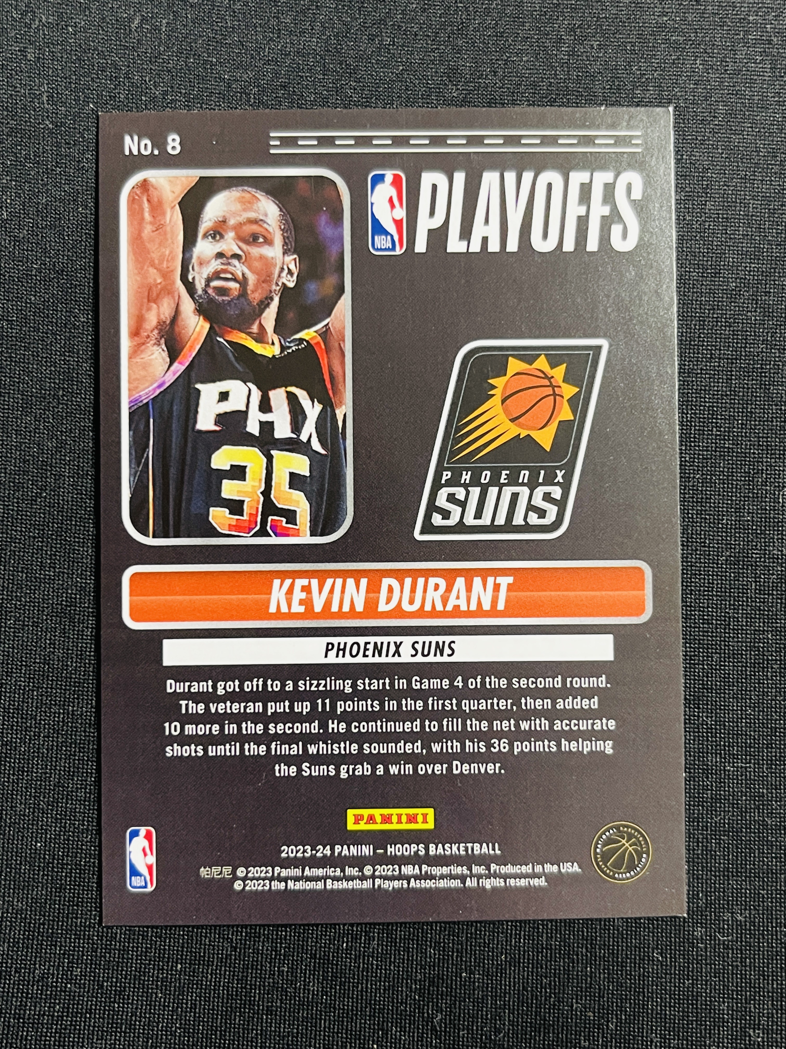2023-24 Panini NBA Hoops Kevin Durant 太阳 勇士 死神 凯文杜兰特 冠军之路 999编 闪版 布克保罗威少库里队友
