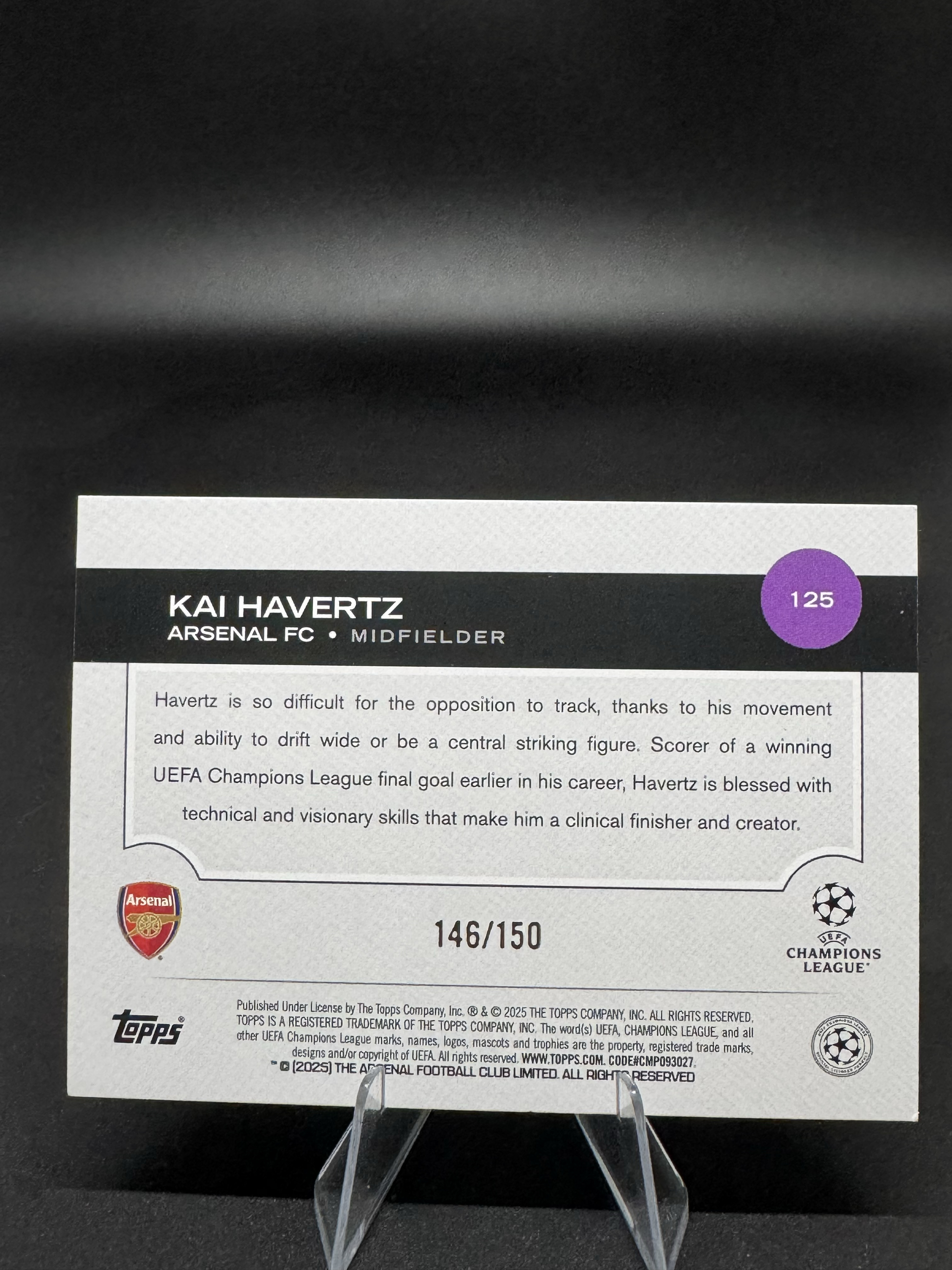 2025 Topps Chrome Kai Havertz 【蓉城拍卖】凯 哈弗茨 阿森纳 146/150编 欧战ucc 黑白碎冰折 德国 切尔西 赛文